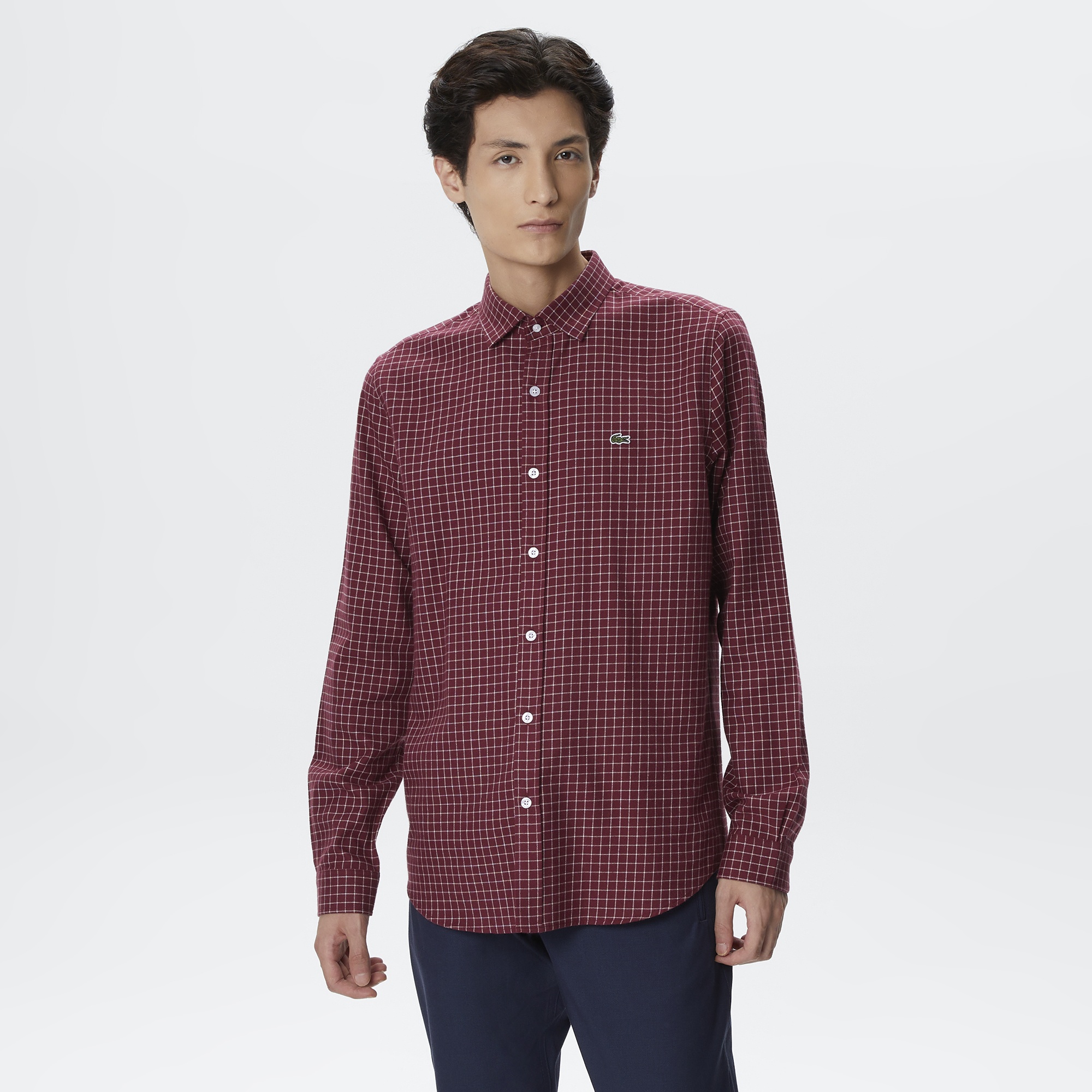 Lacoste Erkek Regular Fit Ekose Bordo Gömlek