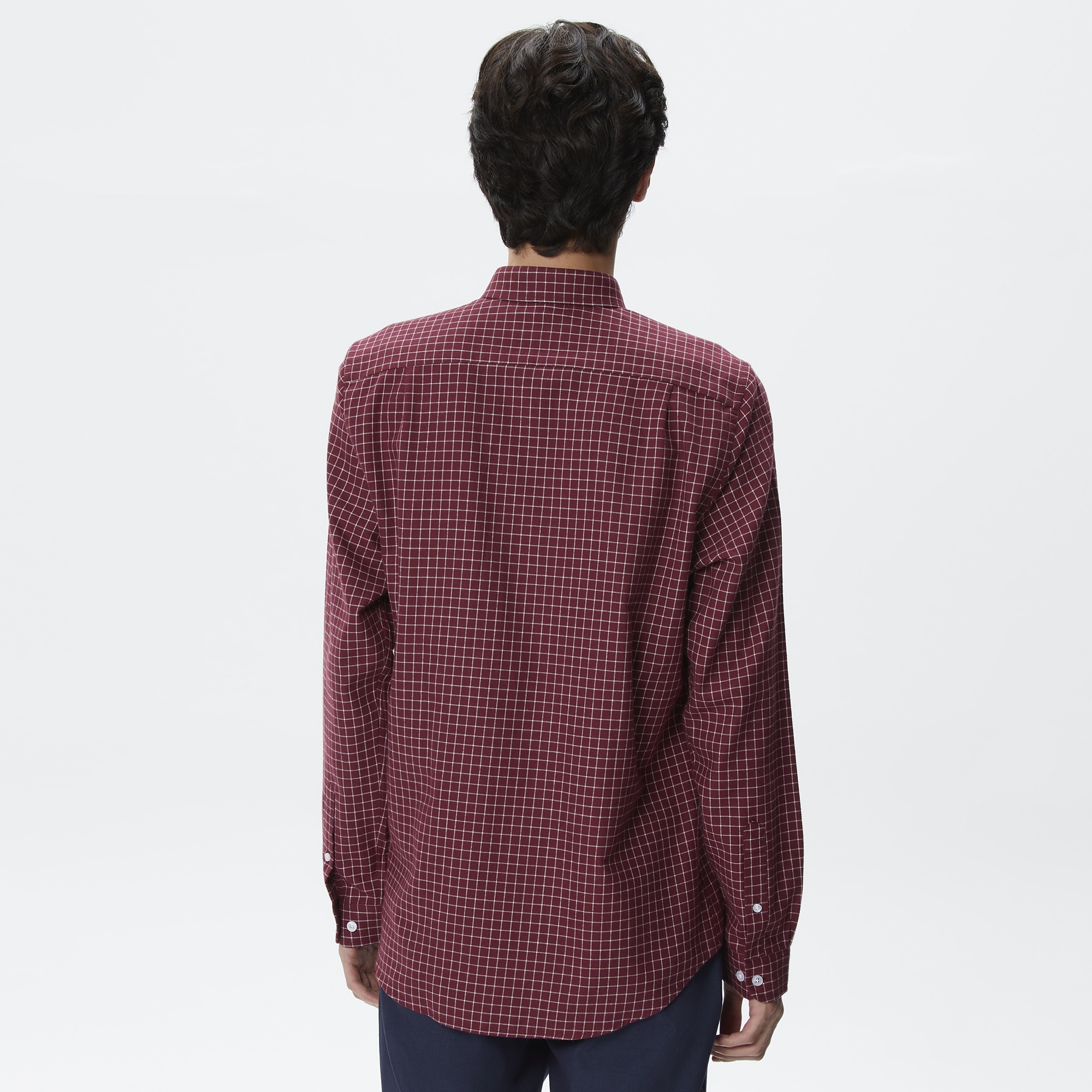 Lacoste Erkek Regular Fit Ekose Bordo Gömlek