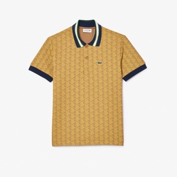 Lacoste Erkek Classic Fit Monogram Kahverengi Polo Kahverengi