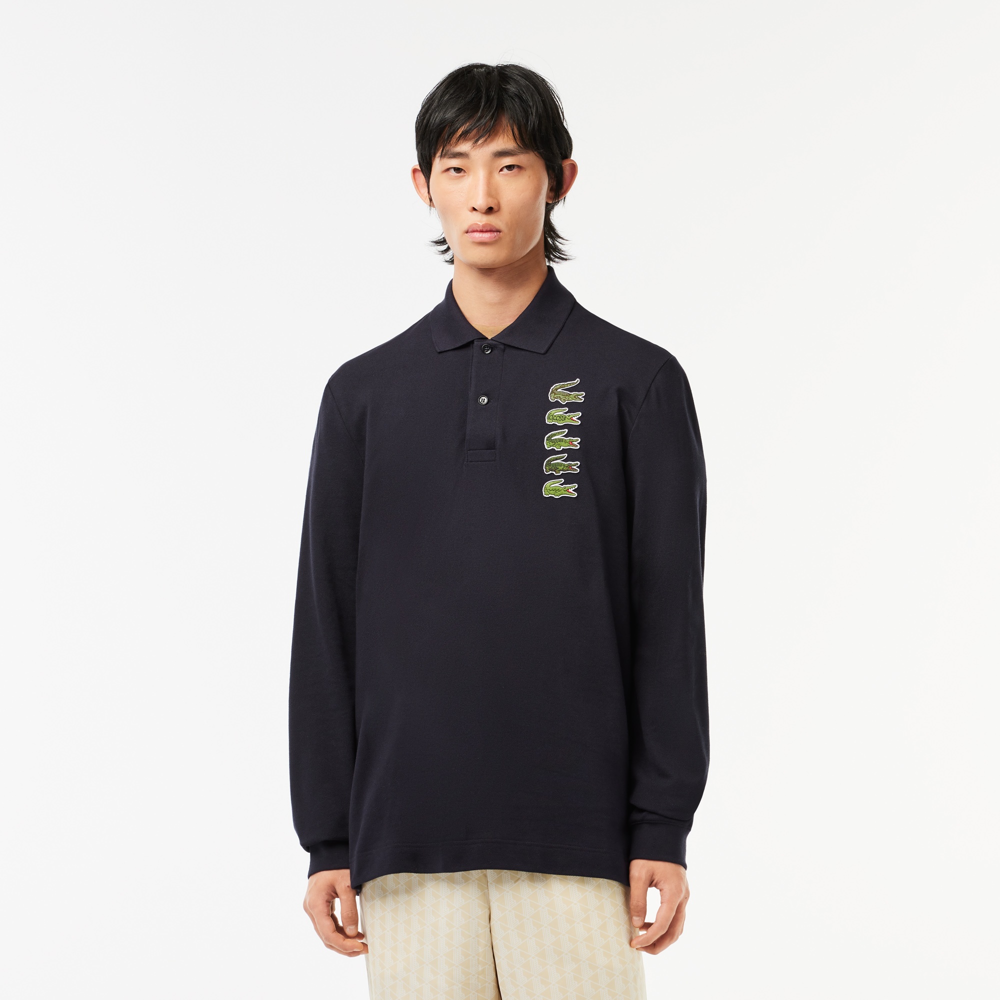 Lacoste Erkek Classic Fit Uzun Kollu Lacivert Polo PH3462-HDE