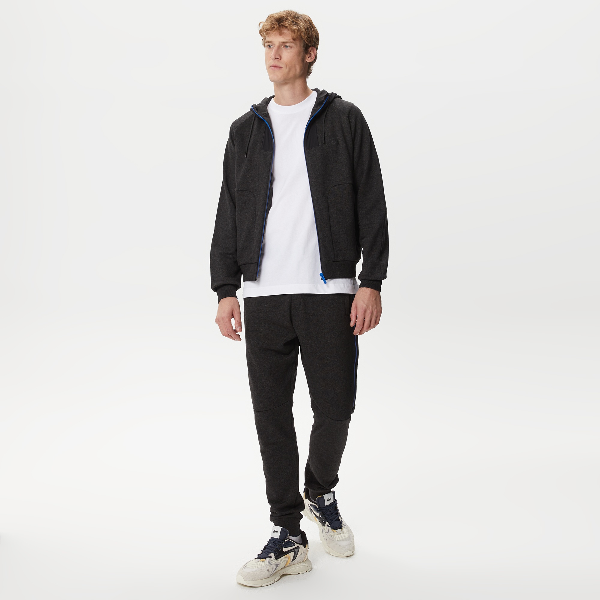 Lacoste Erkek Slim Fit Kapüşonlu Renk Bloklu Siyah Sweatshirt