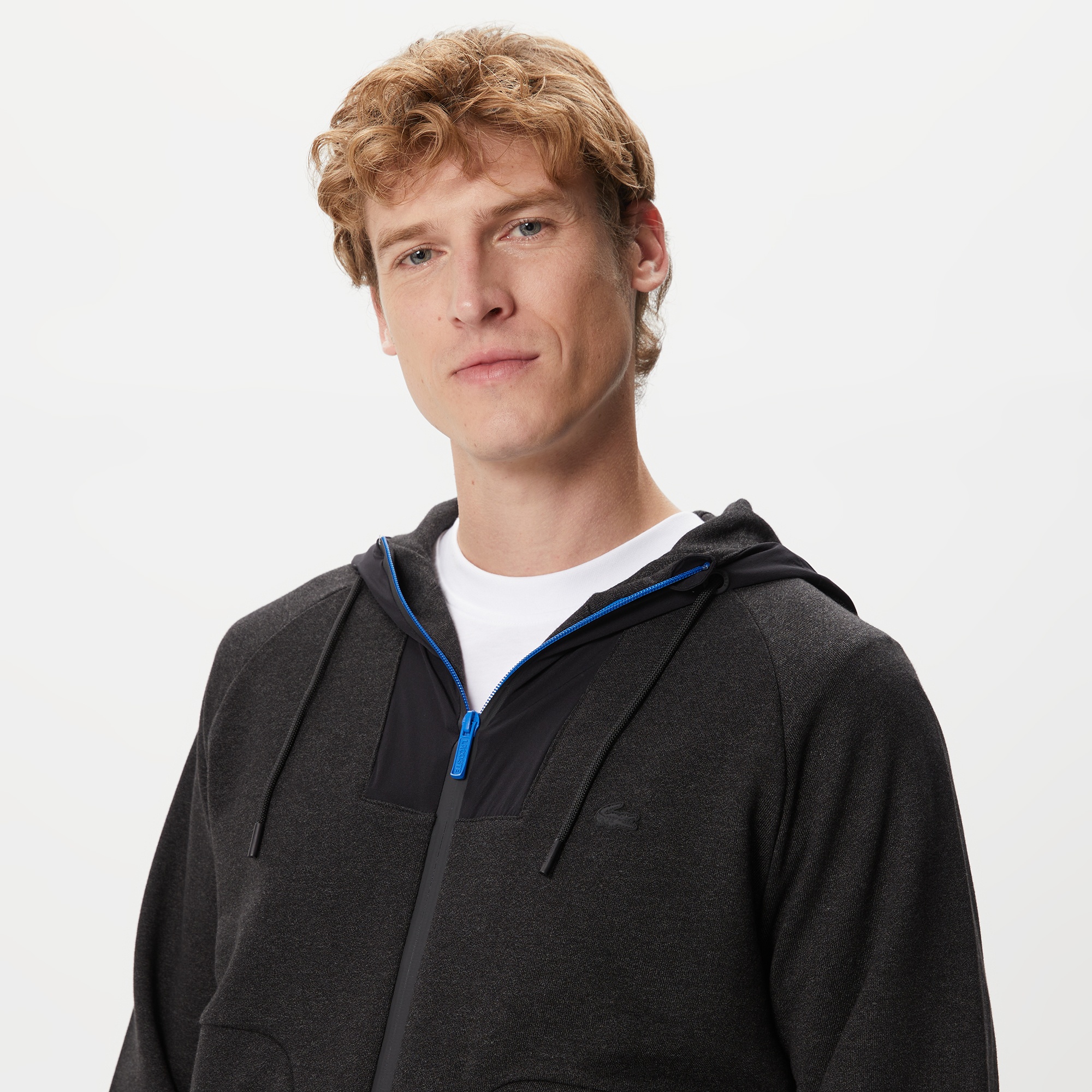 Lacoste Erkek Slim Fit Kapüşonlu Renk Bloklu Siyah Sweatshirt