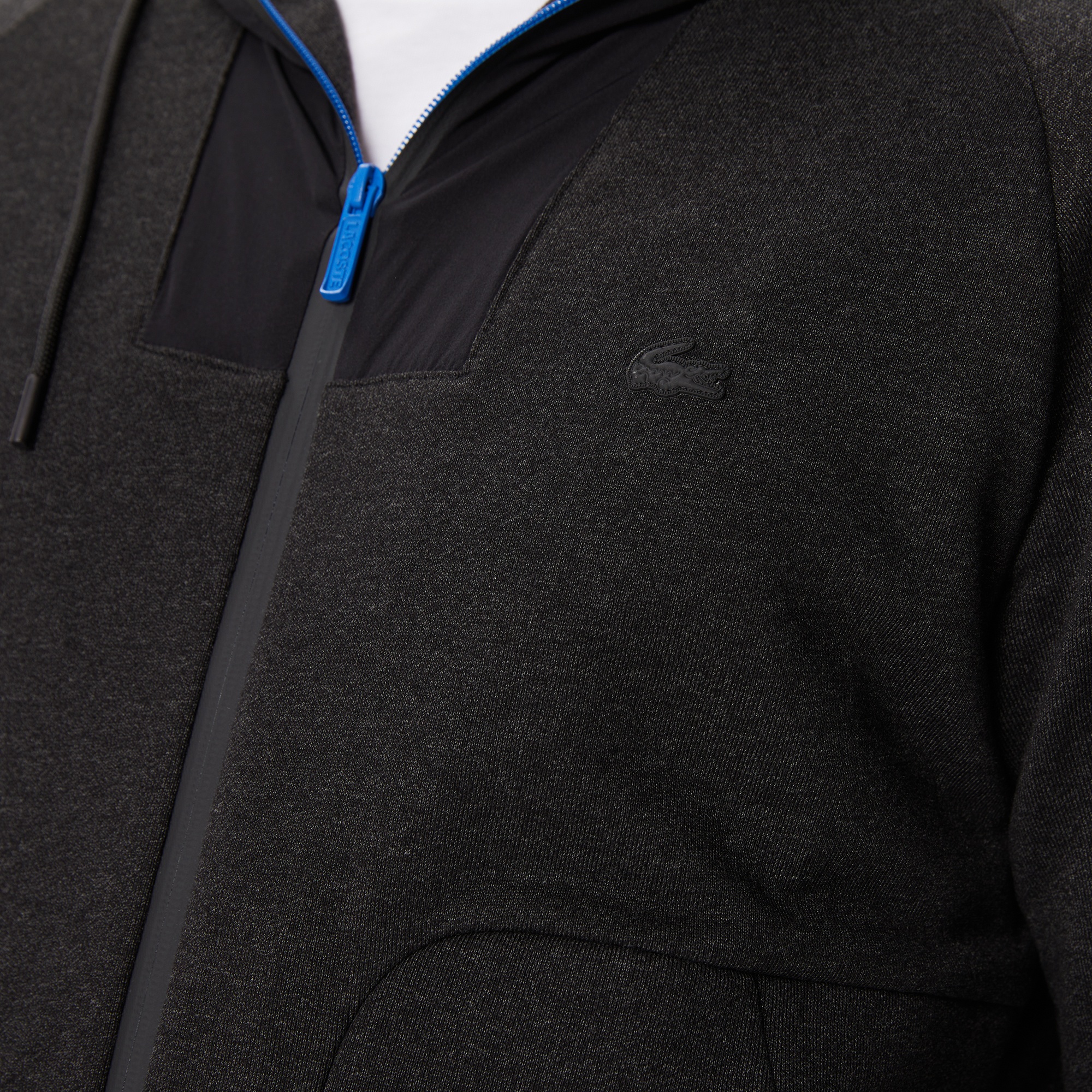 Lacoste Erkek Slim Fit Kapüşonlu Renk Bloklu Siyah Sweatshirt