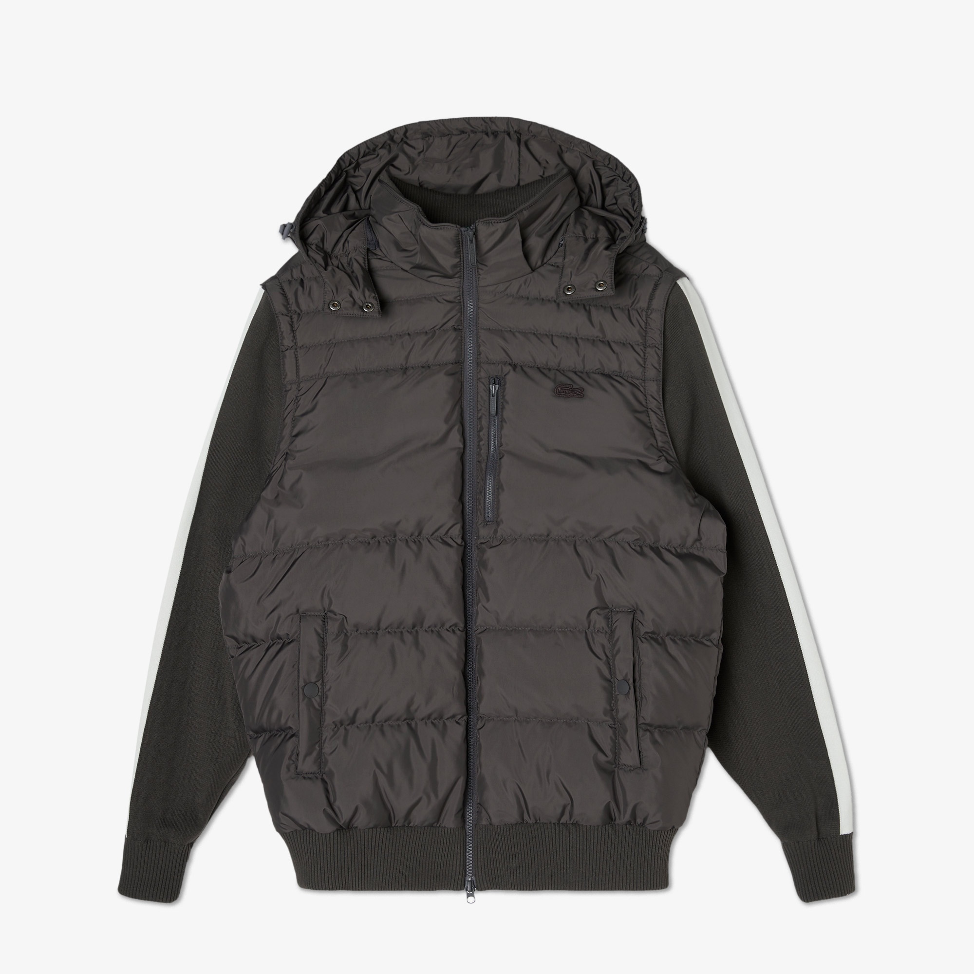 Lacoste Erkek Kapüşonlu Kapitone Gri Mont