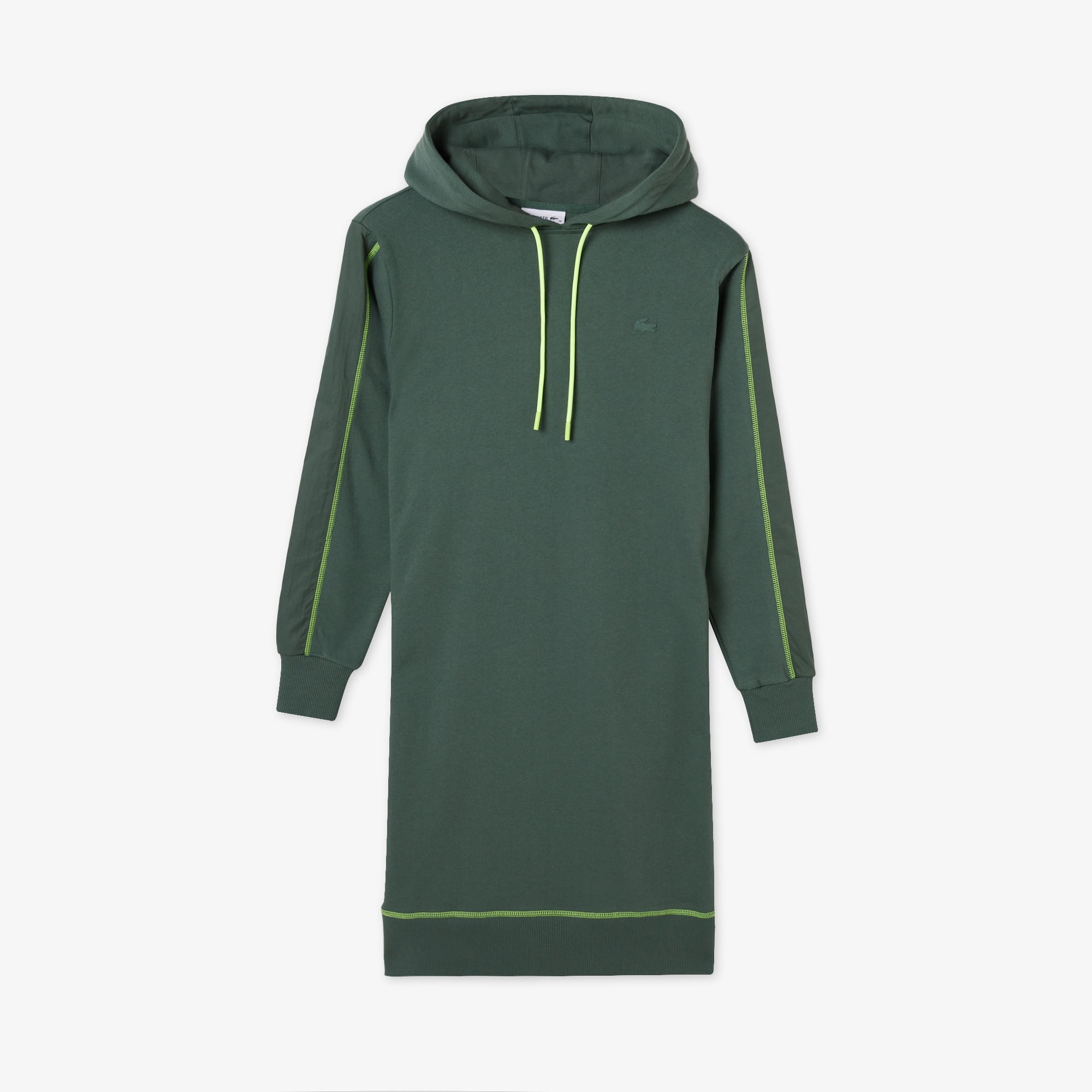 Lacoste Kadın Loose Fit Uzun Kollu Kapüşonlu Desenli Haki Elbise