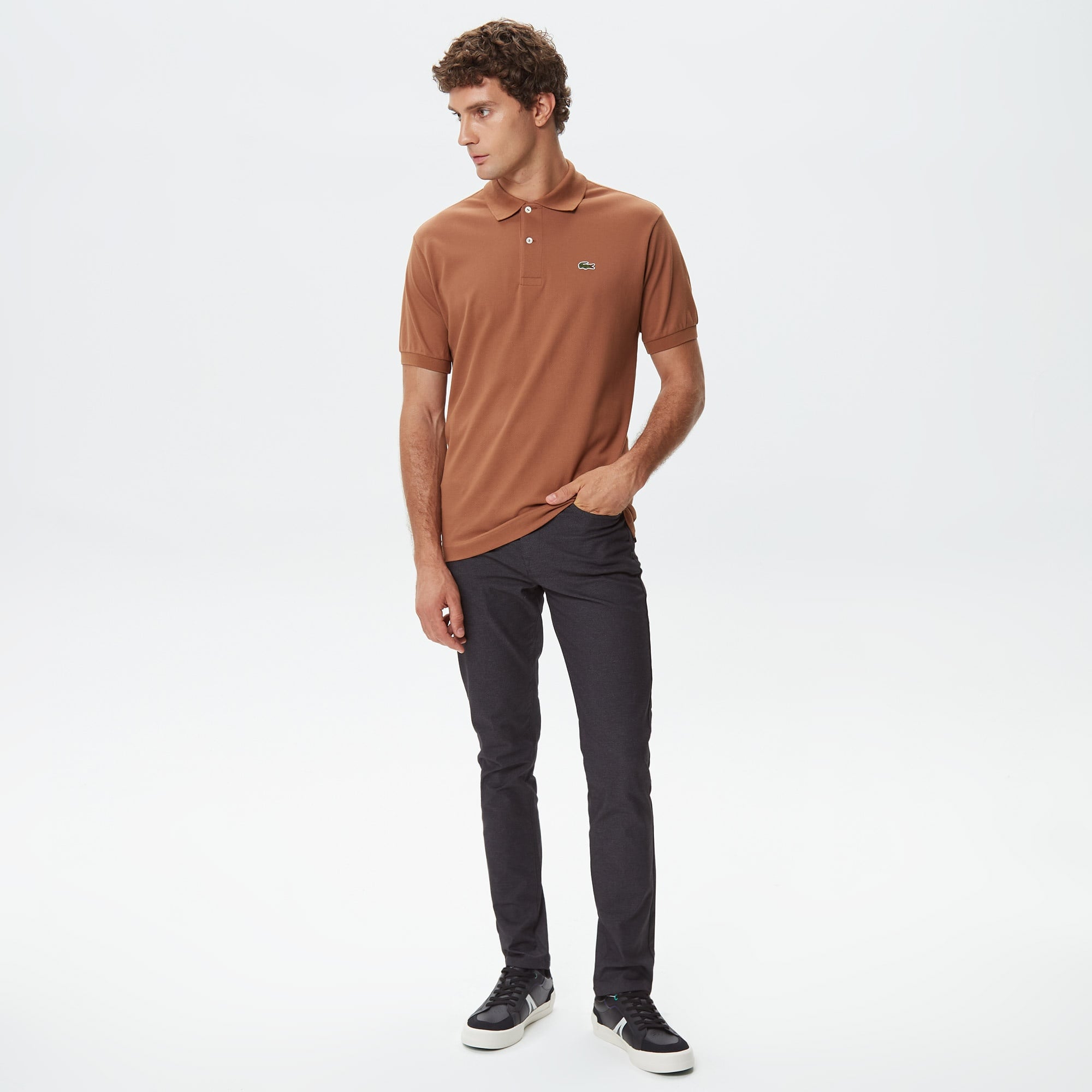 L.12.12 Erkek Classic Fit Kahverengi Polo