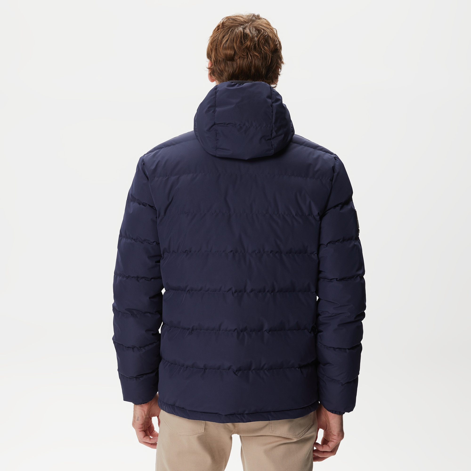 Lacoste Erkek Kapüşonlu Kapitone Lacivert Mont