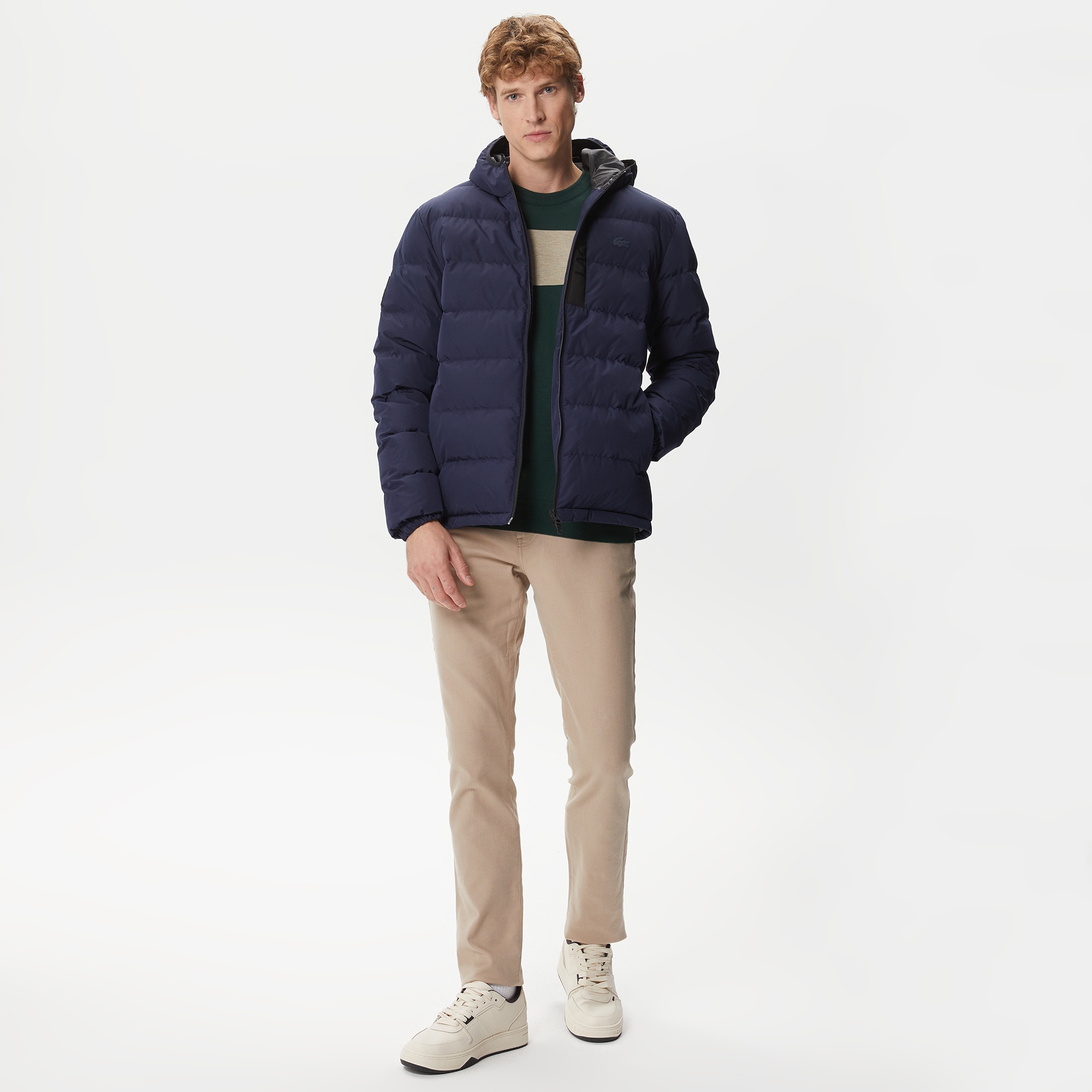 Lacoste Erkek Kapüşonlu Kapitone Lacivert Mont