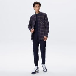 Lacoste Erkek Regular Fit Düğmeli Yaka Ekose Lacivert Gömlek Lacivert