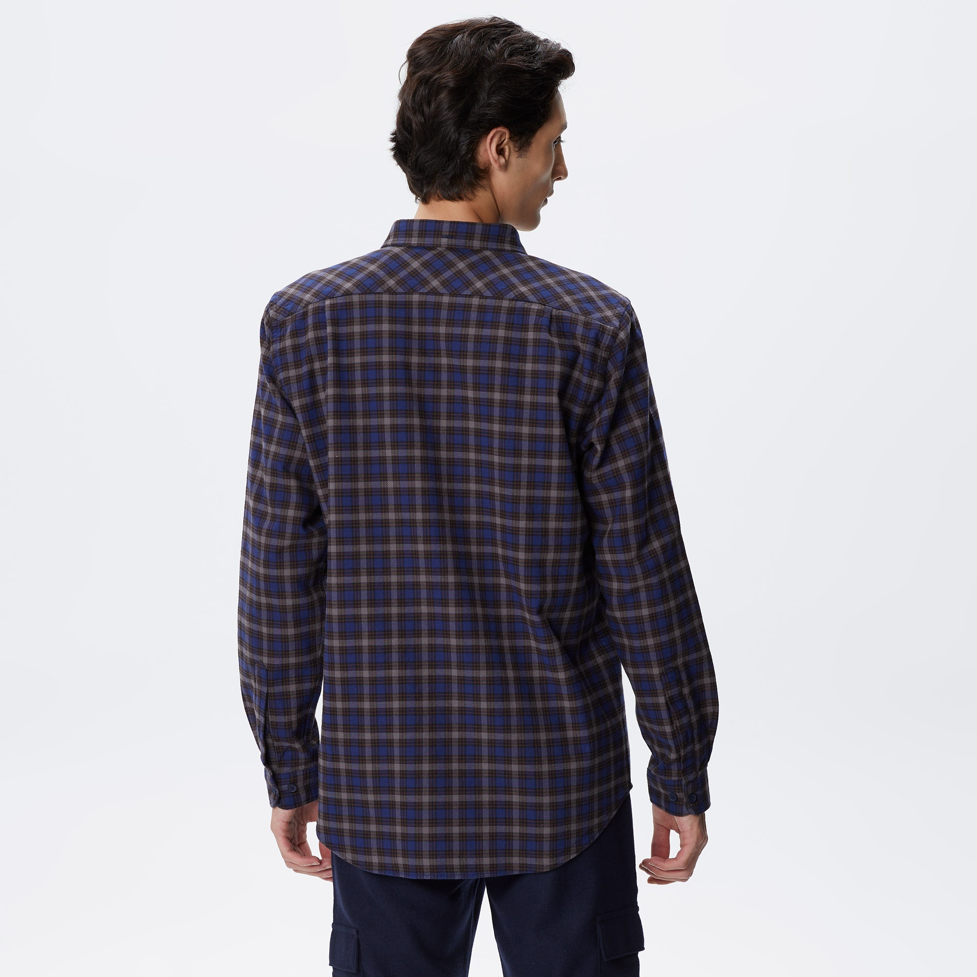 Lacoste Erkek Regular Fit Düğmeli Yaka Ekose Lacivert Gömlek