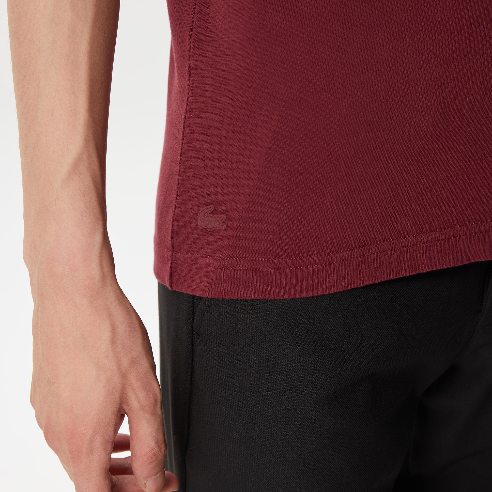Lacoste Erkek Regular Fit Bisiklet Yaka Baskılı Bordo T-Shirt