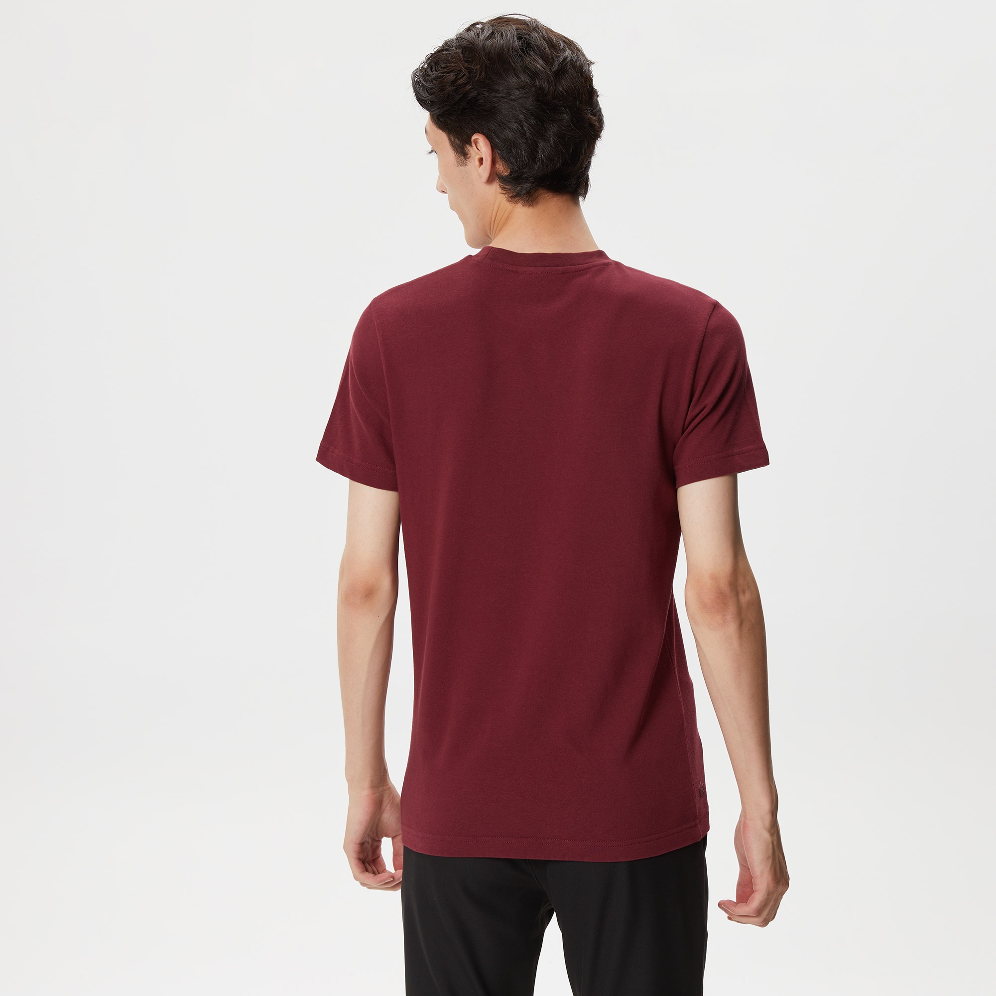 Lacoste Erkek Regular Fit Bisiklet Yaka Baskılı Bordo T-Shirt