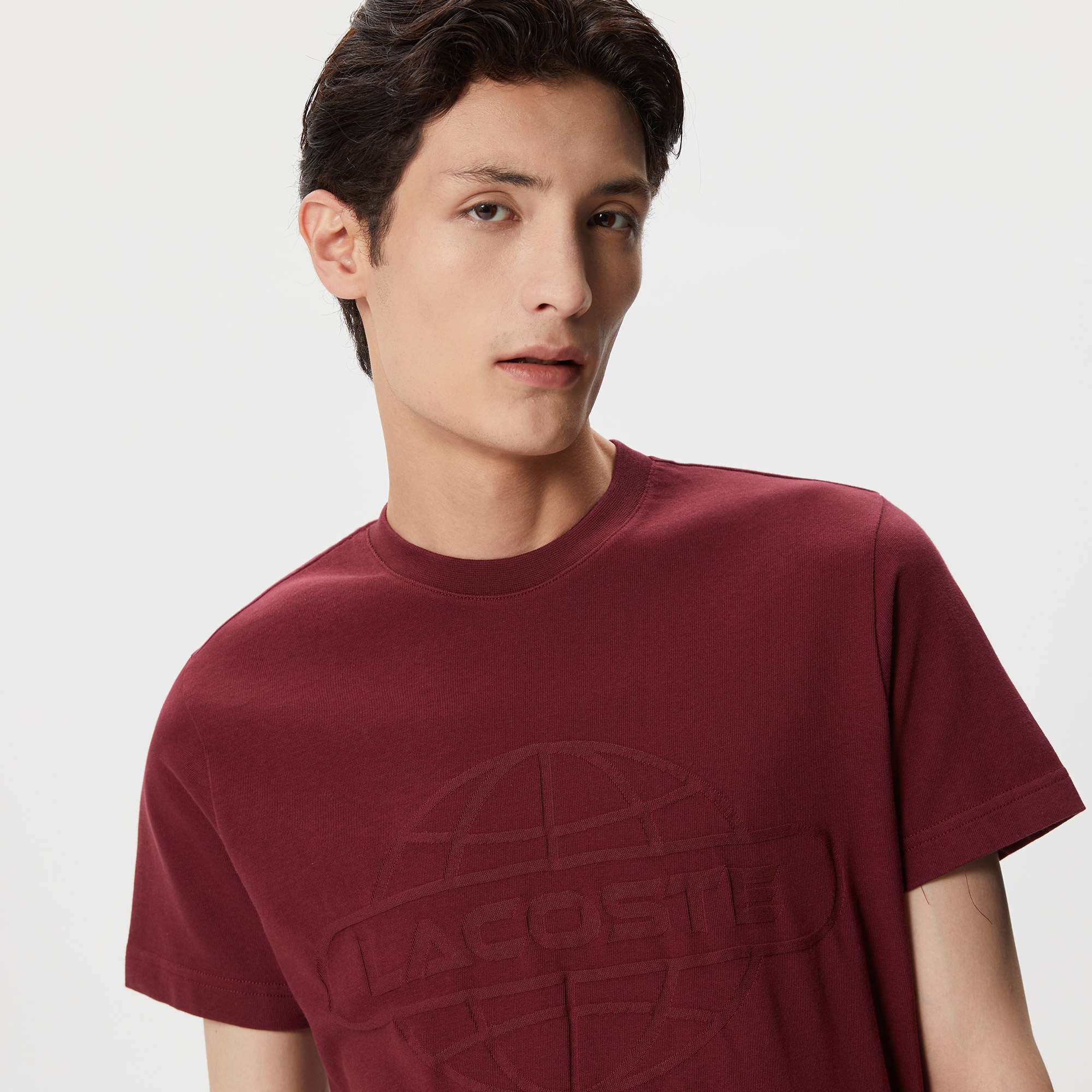 Lacoste Erkek Regular Fit Bisiklet Yaka Baskılı Bordo T-Shirt