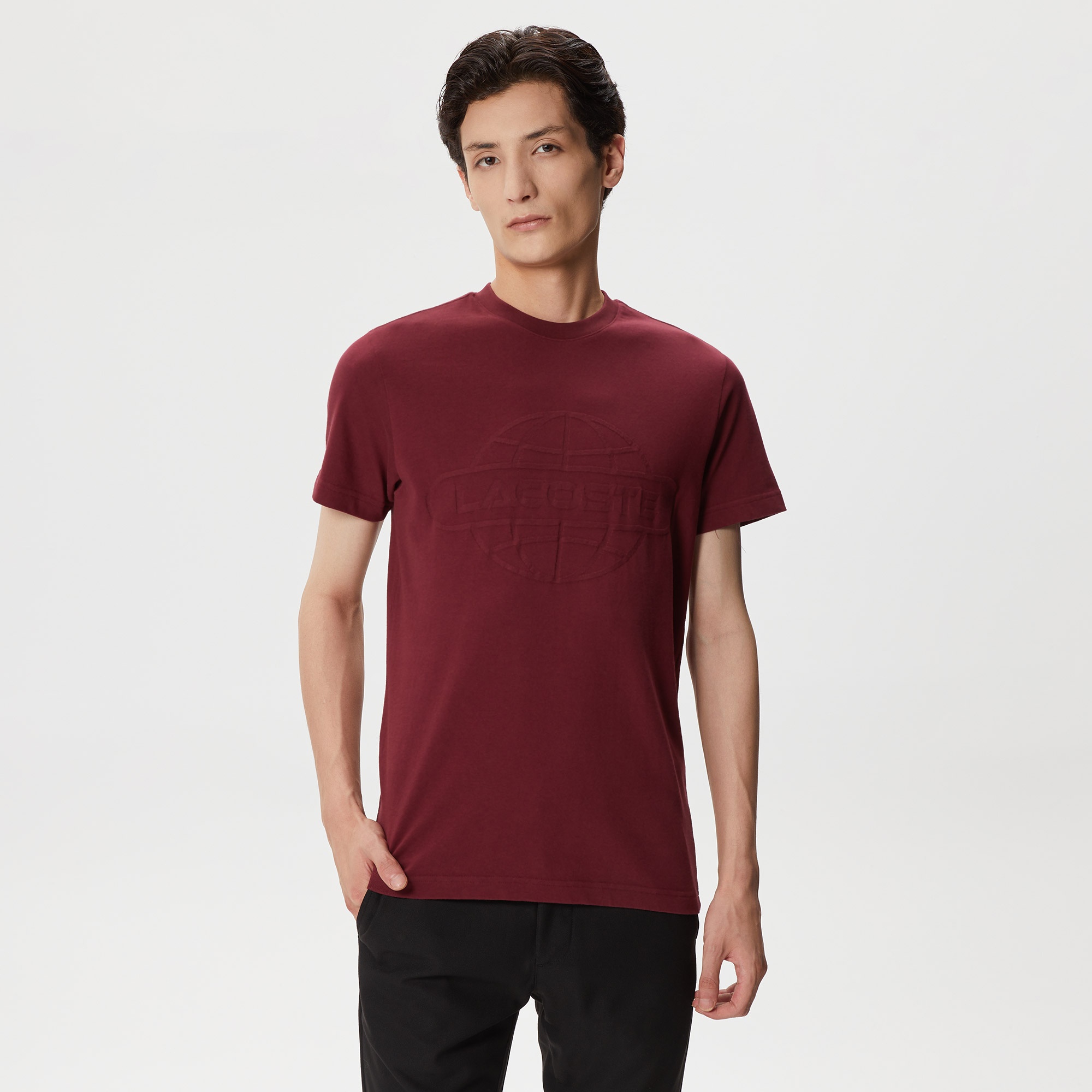 Lacoste Erkek Regular Fit Bisiklet Yaka Baskılı Bordo T-Shirt