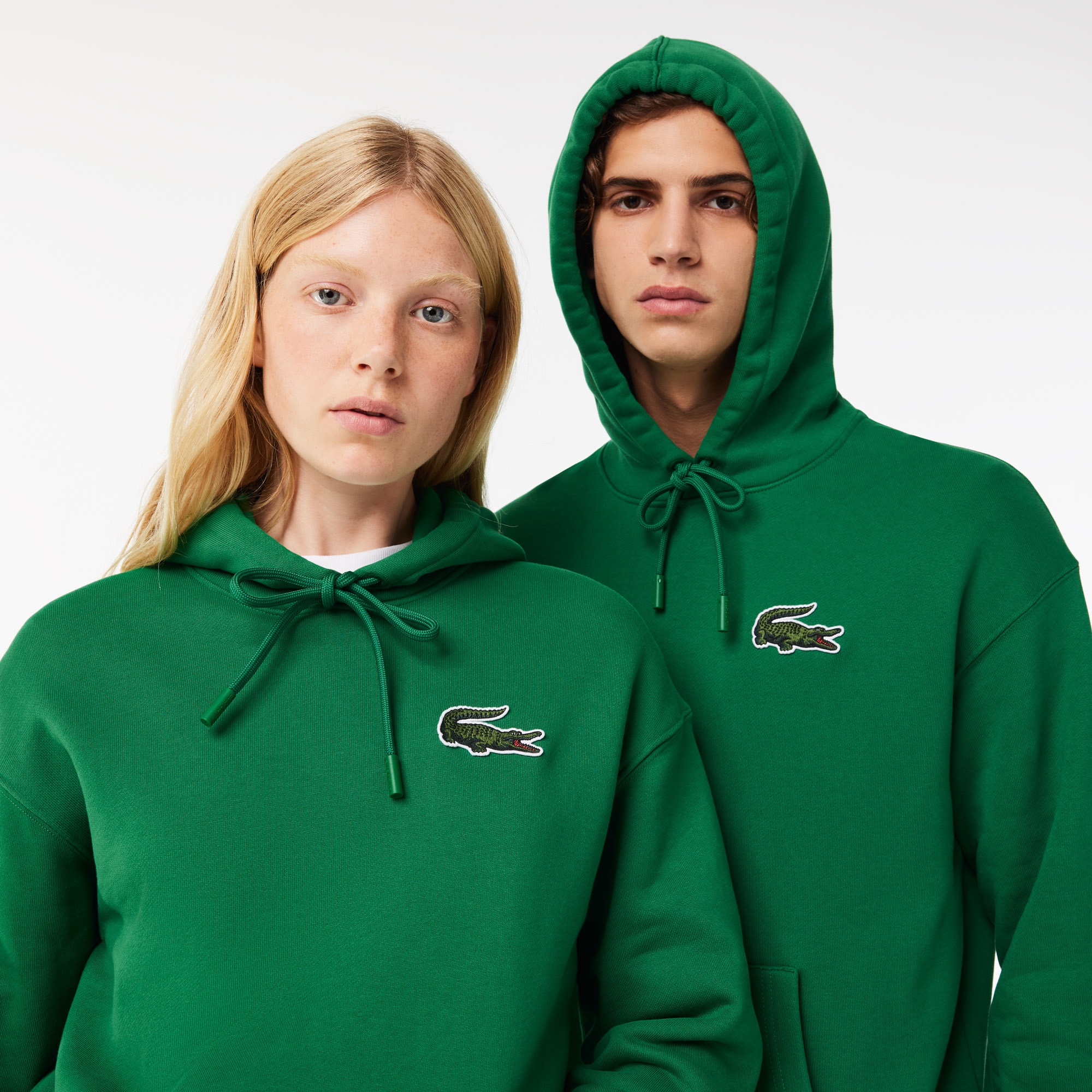 Lacoste Unisex Loose Fit Kapüşonlu Yeşil Sweatshirt