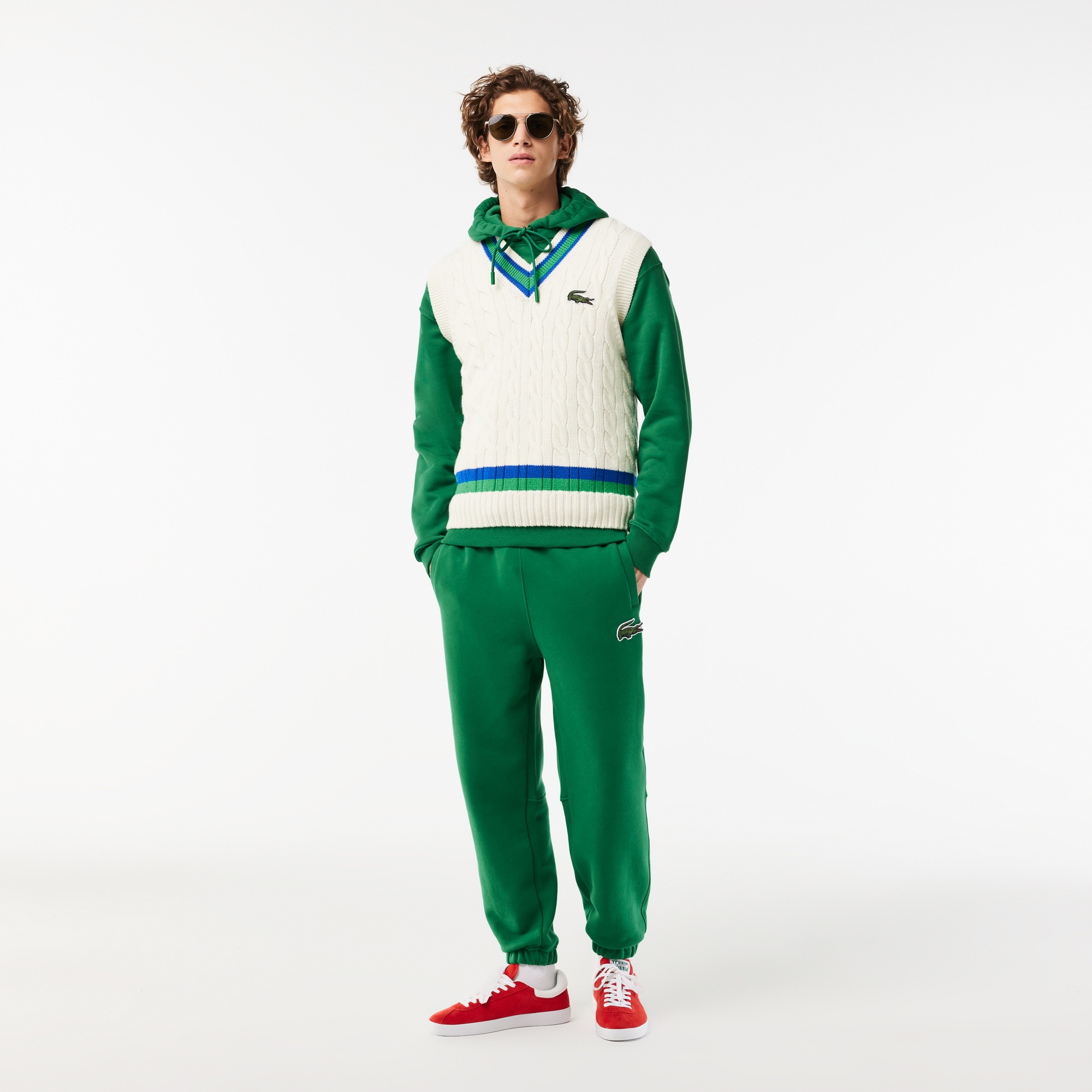 Lacoste Unisex Loose Fit Kapüşonlu Yeşil Sweatshirt