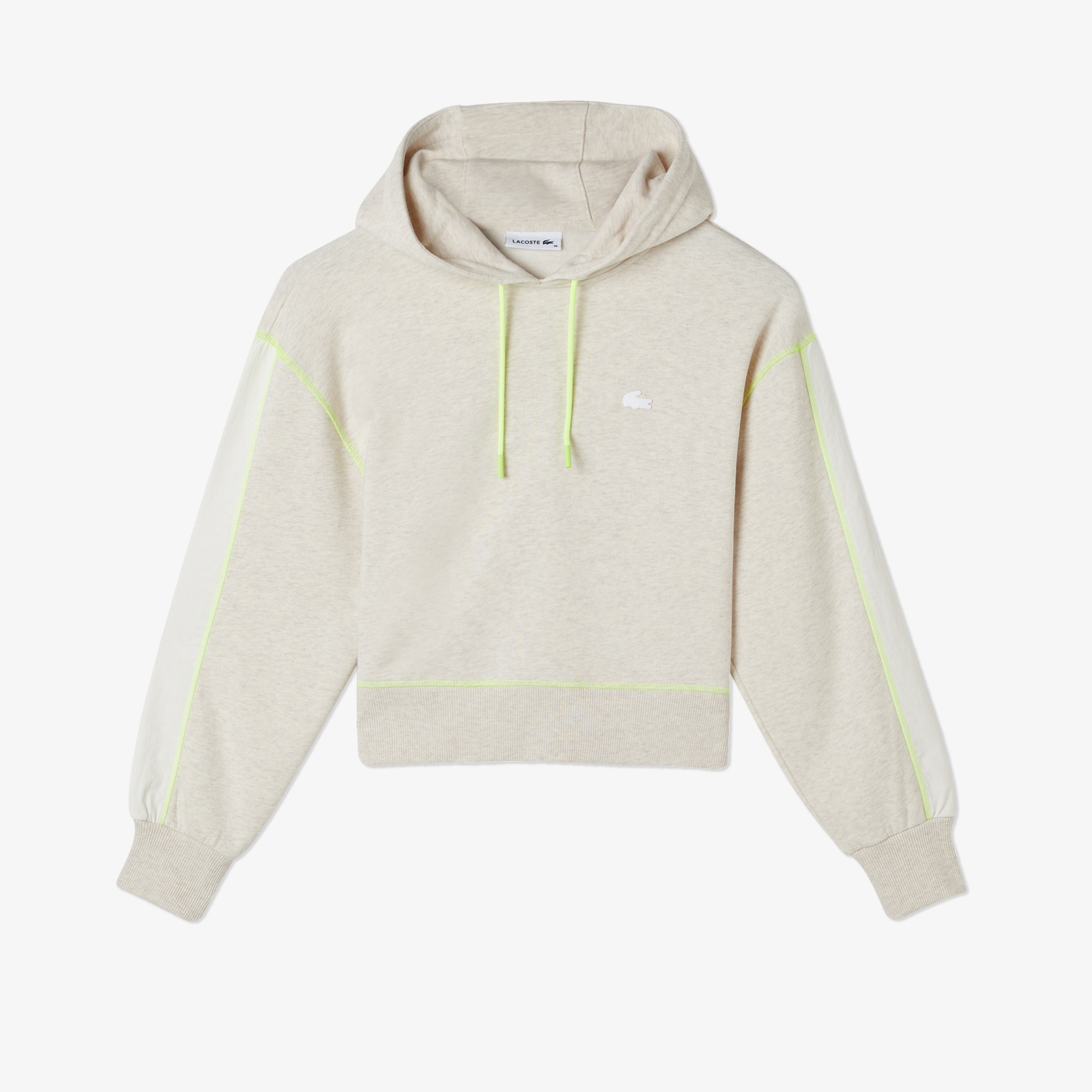 Lacoste Kadın Relaxed Fit Kapüşonlu Renk Bloklu Beyaz Sweatshirt