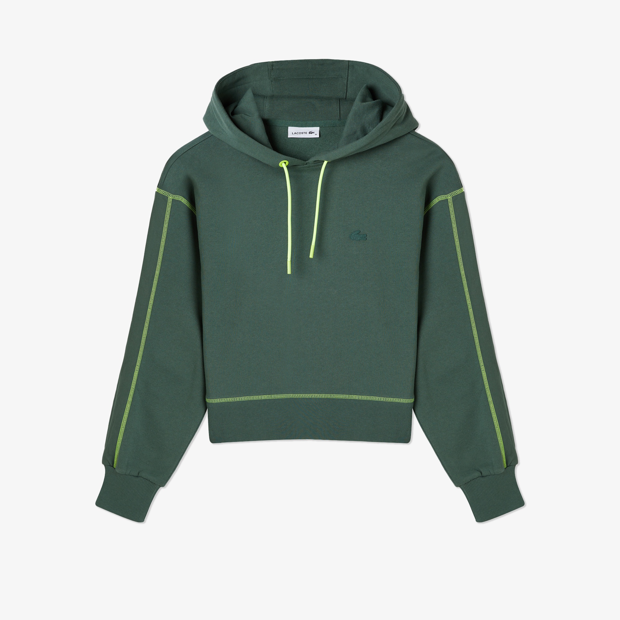 Lacoste Kadın Relaxed Fit Kapüşonlu Renk Bloklu Haki Sweatshirt