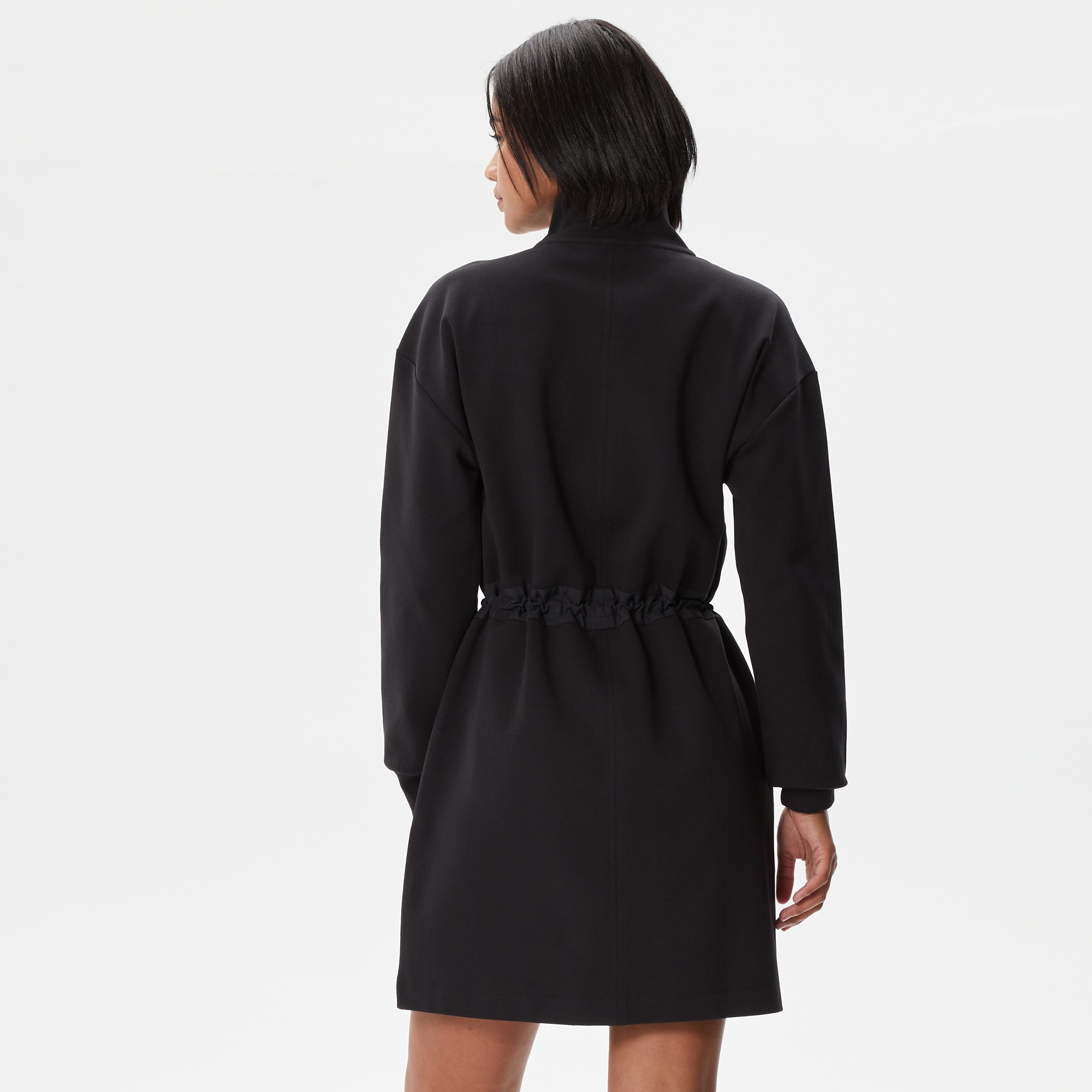 Lacoste Kadın Loose Fit Uzun Kollu Dik Yaka Siyah Elbise