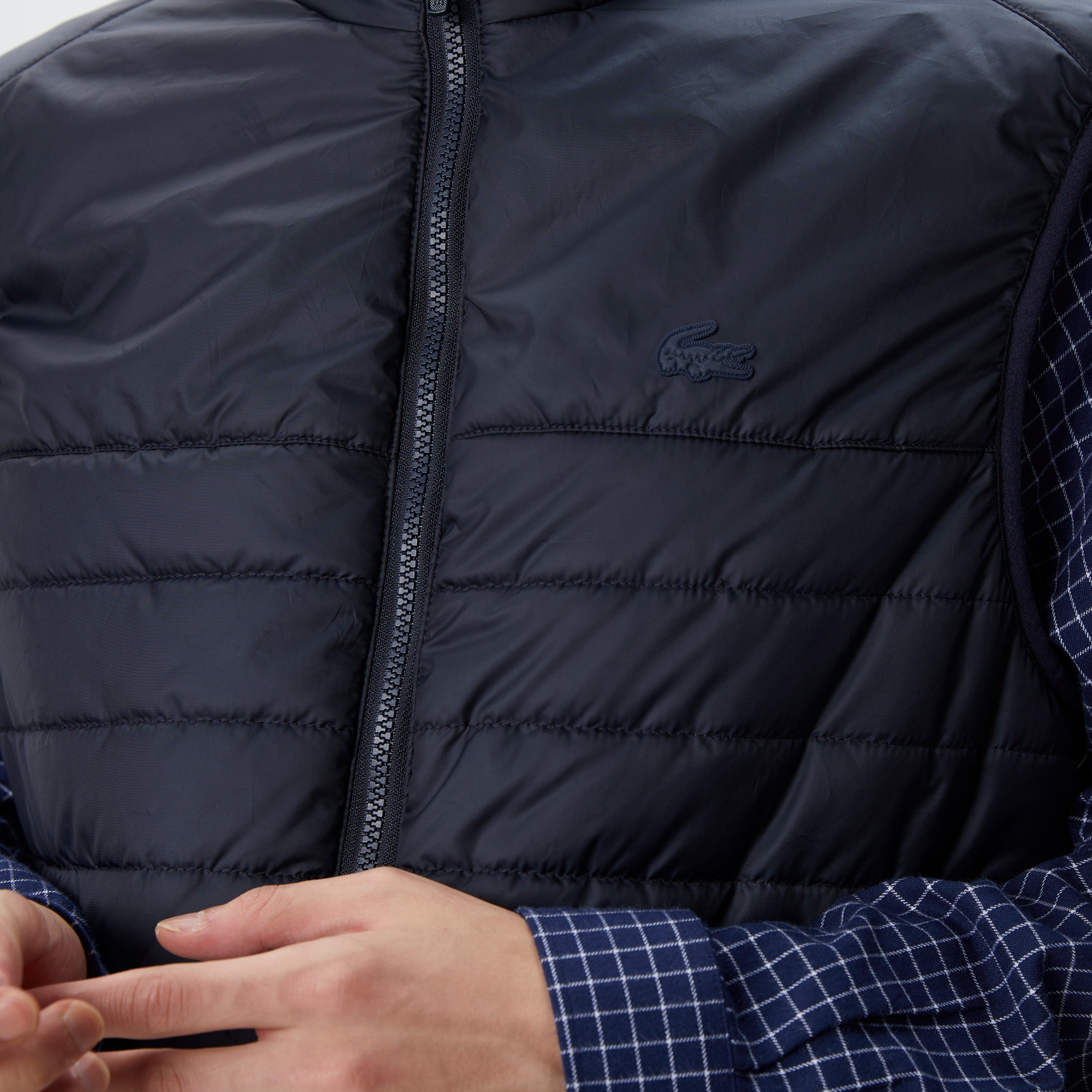 Lacoste Erkek Dik Yaka Kapitone Lacivert Mont