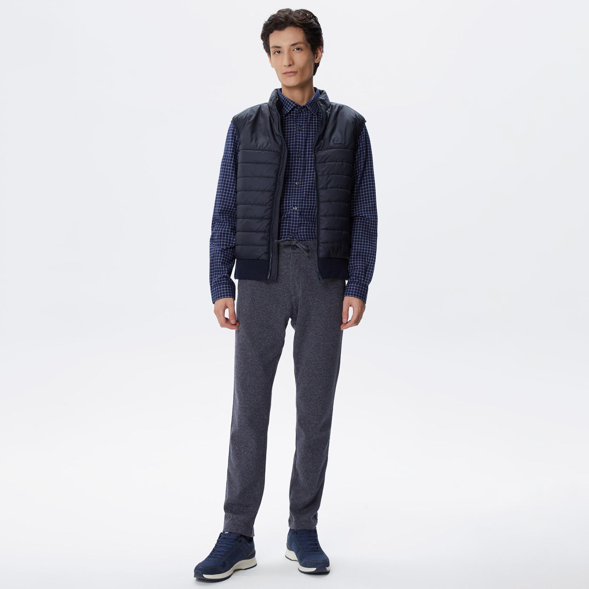 Lacoste Erkek Dik Yaka Kapitone Lacivert Mont