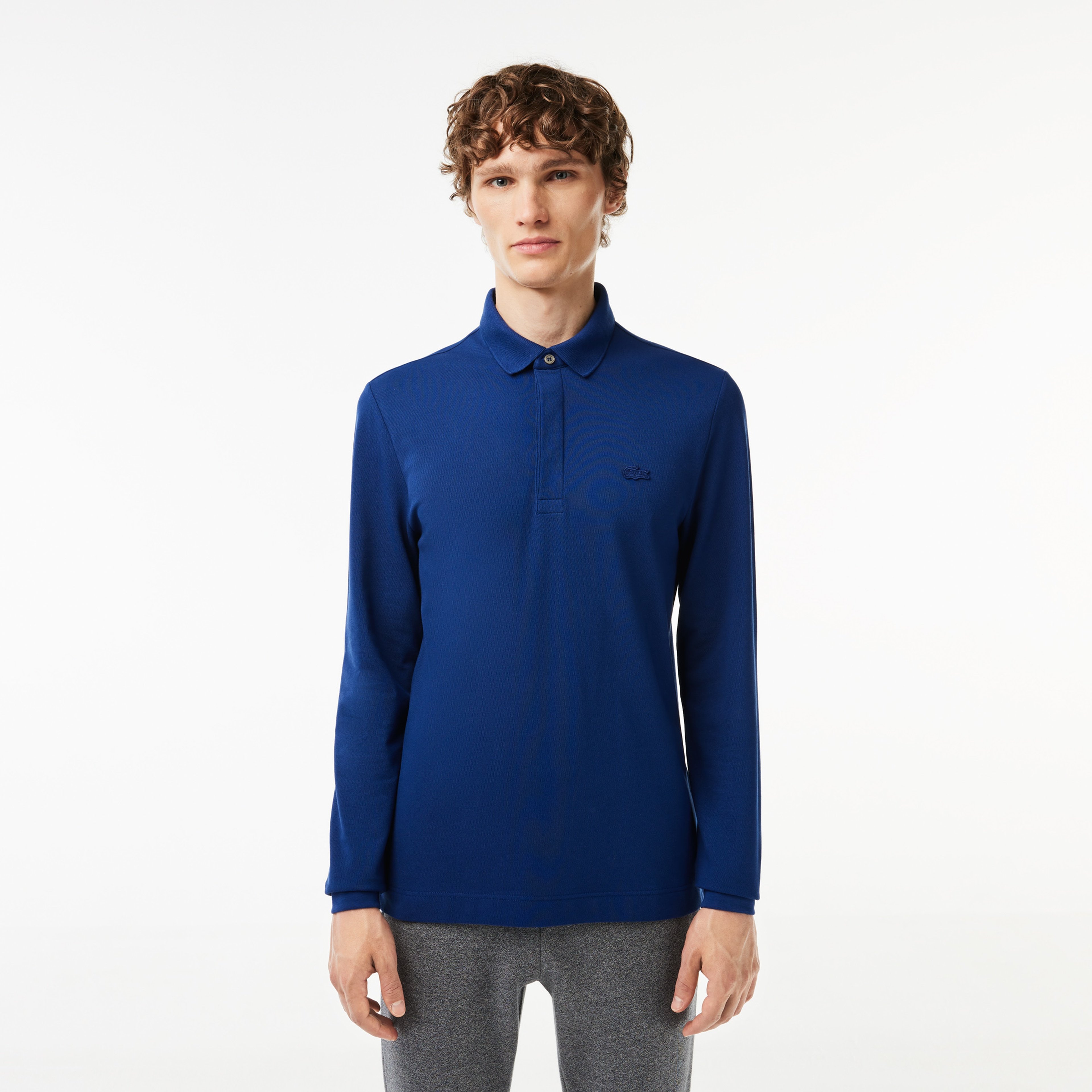Erkek Regular Fit Uzun Kollu Koyu Mavi Paris Polo Erkek Regular Fit Uzun Kollu Koyu Mavi Paris Polo