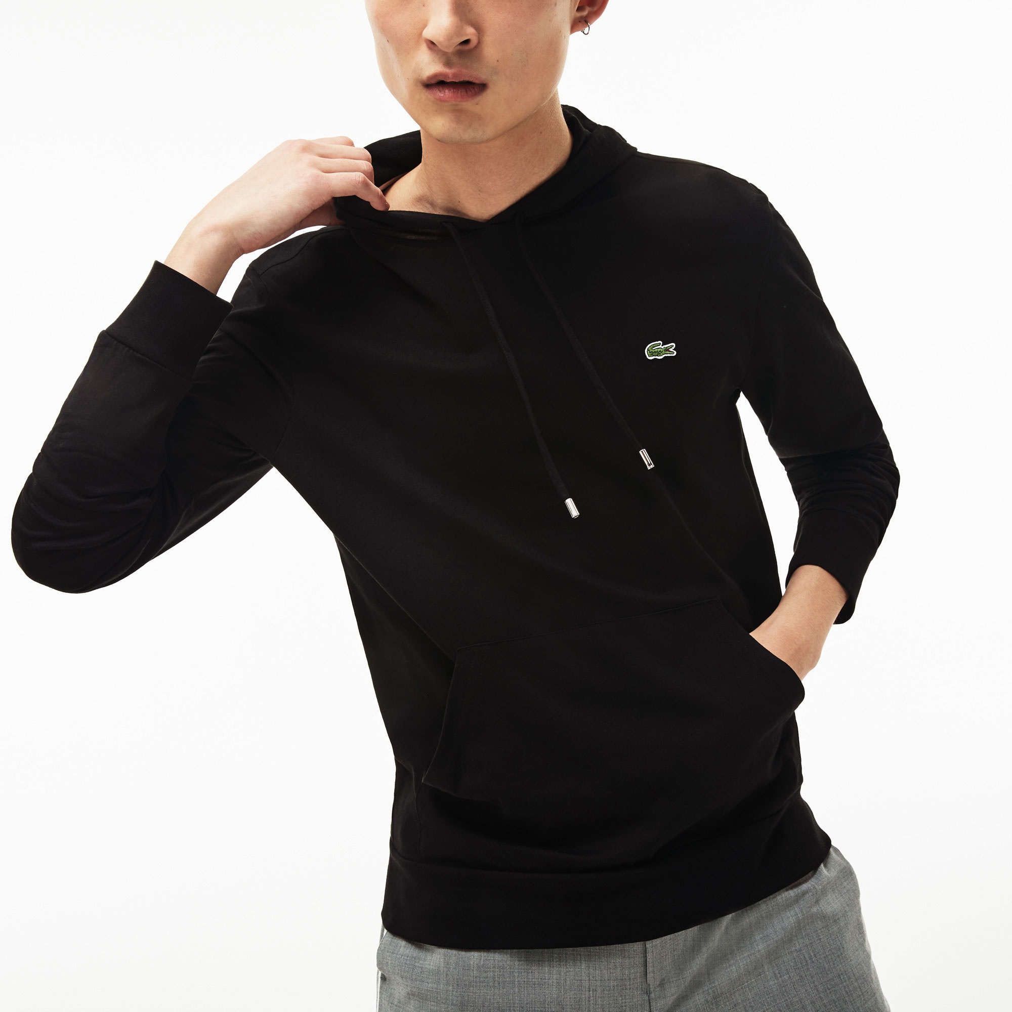 Lacoste Erkek Slim Fit Kapüşonlu Siyah Sweatshirt