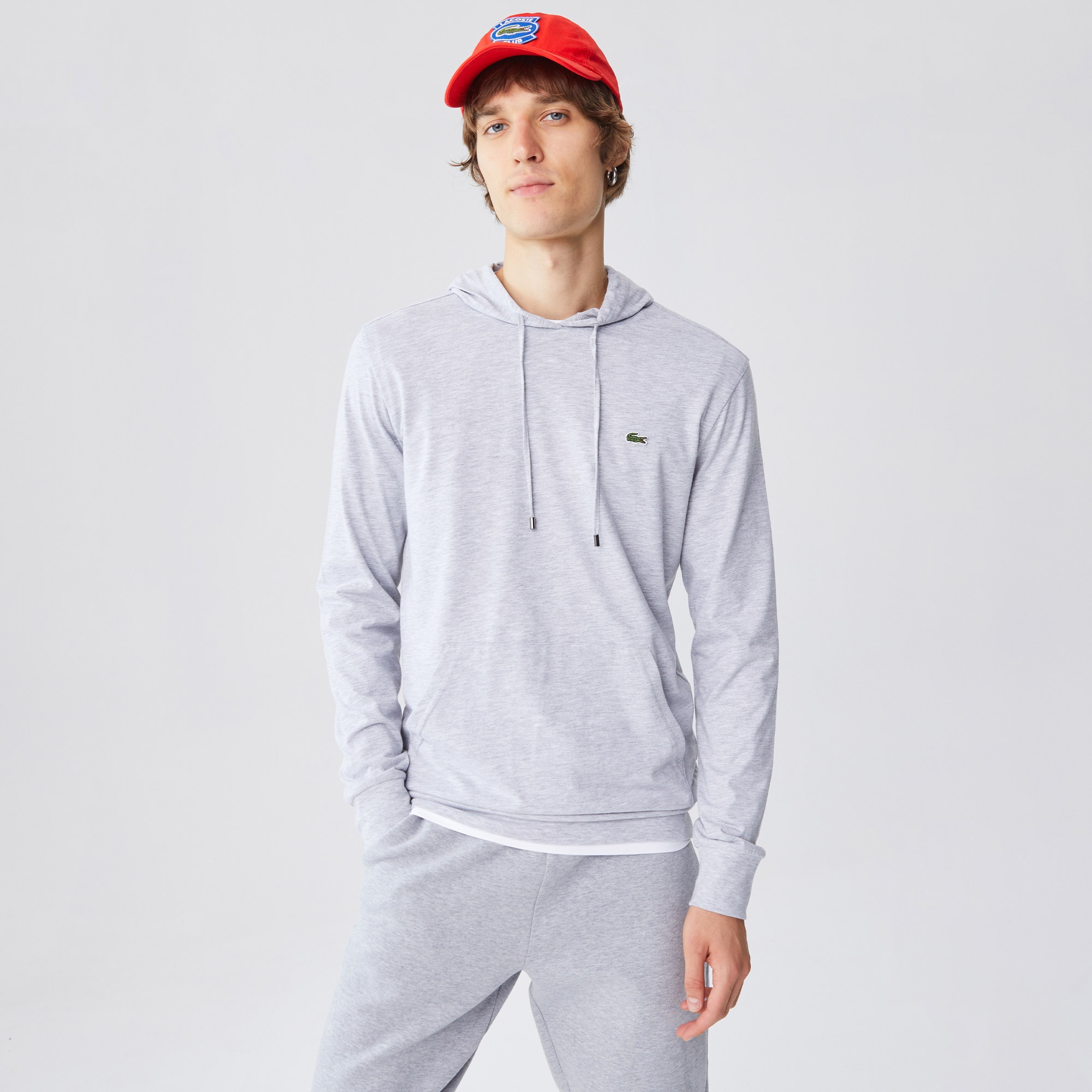 Lacoste Erkek Regular Fit Kapüşonlu Gri Sweatshirt