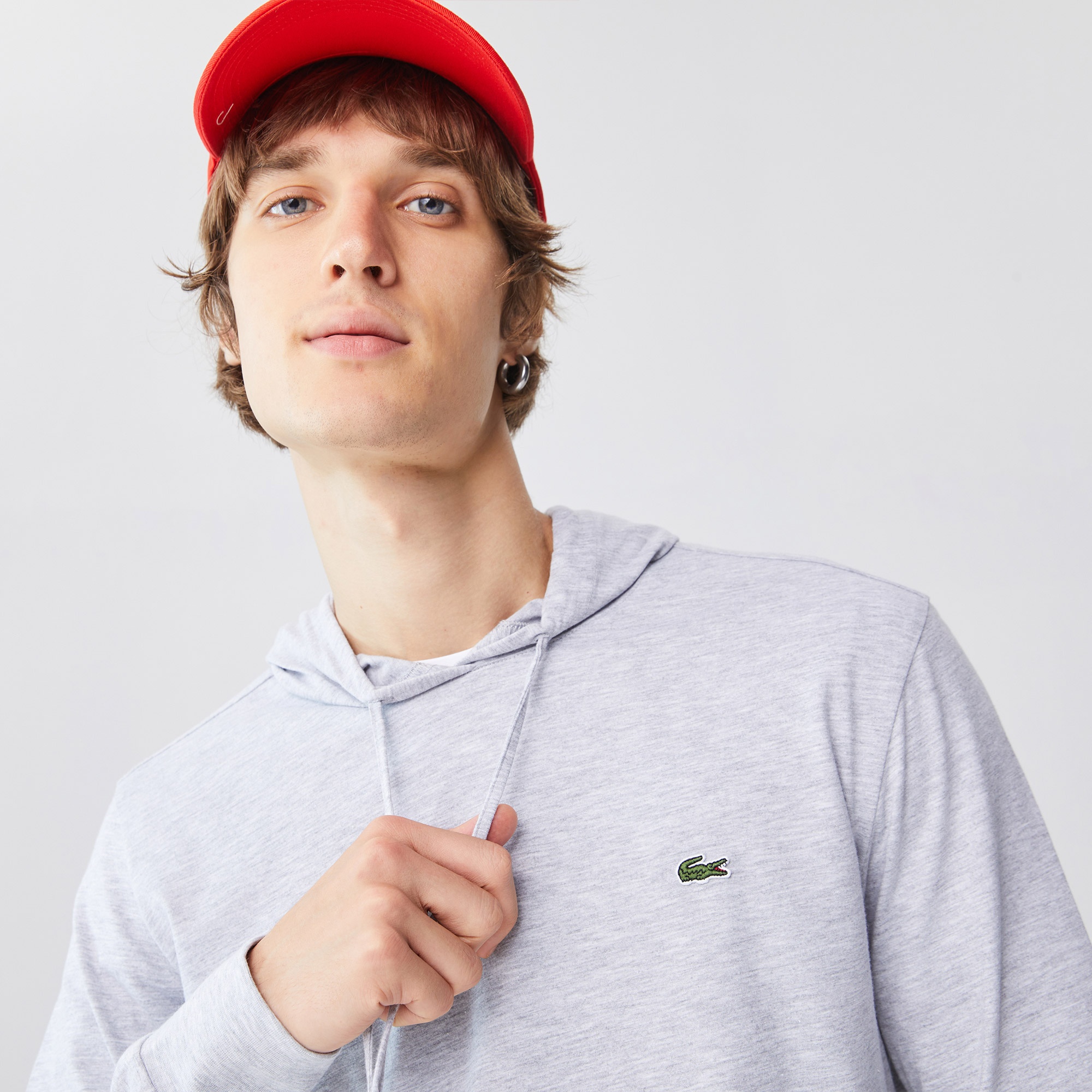 Lacoste Erkek Regular Fit Kapüşonlu Gri Sweatshirt