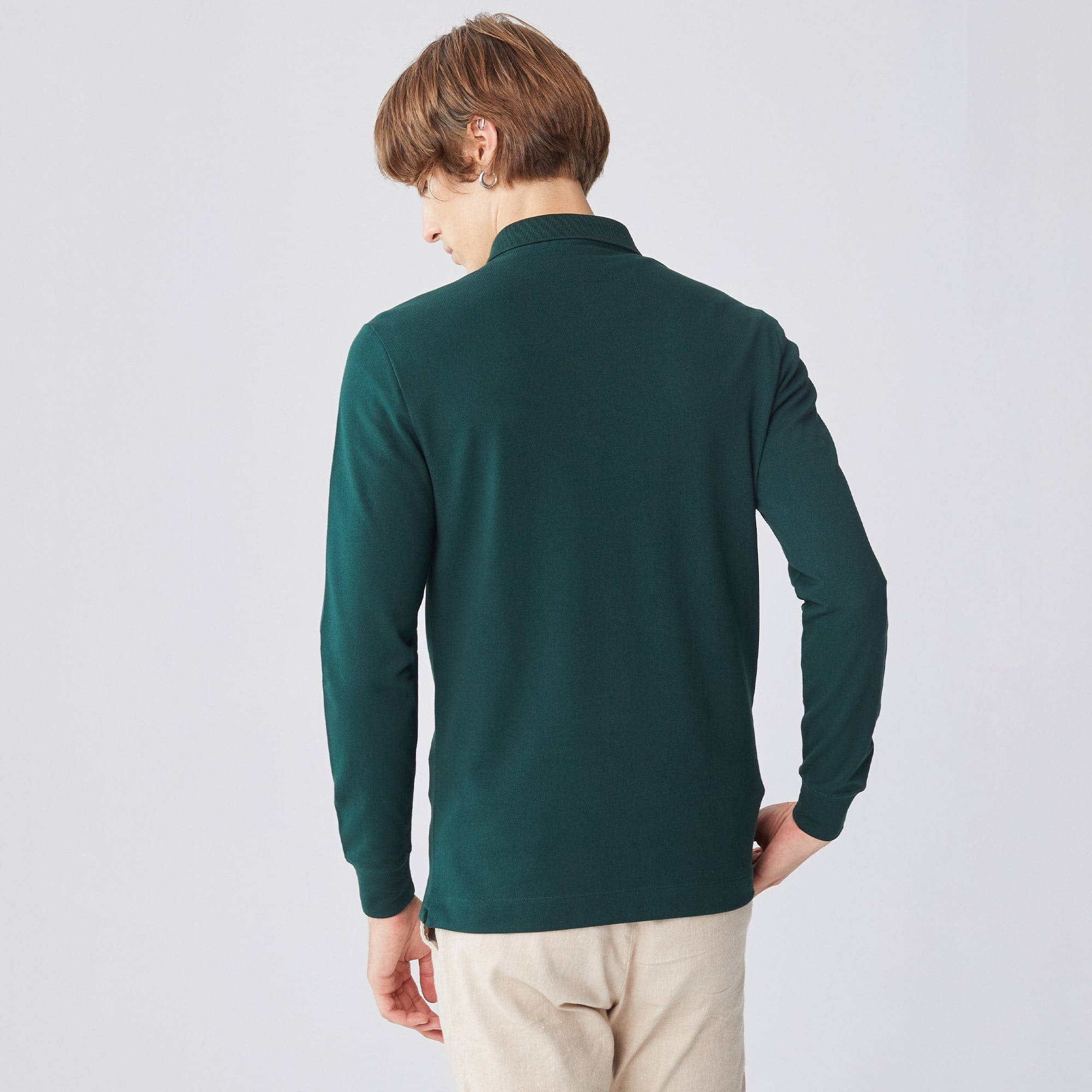Erkek Regular Fit Uzun Kollu Yeşil Paris Polo