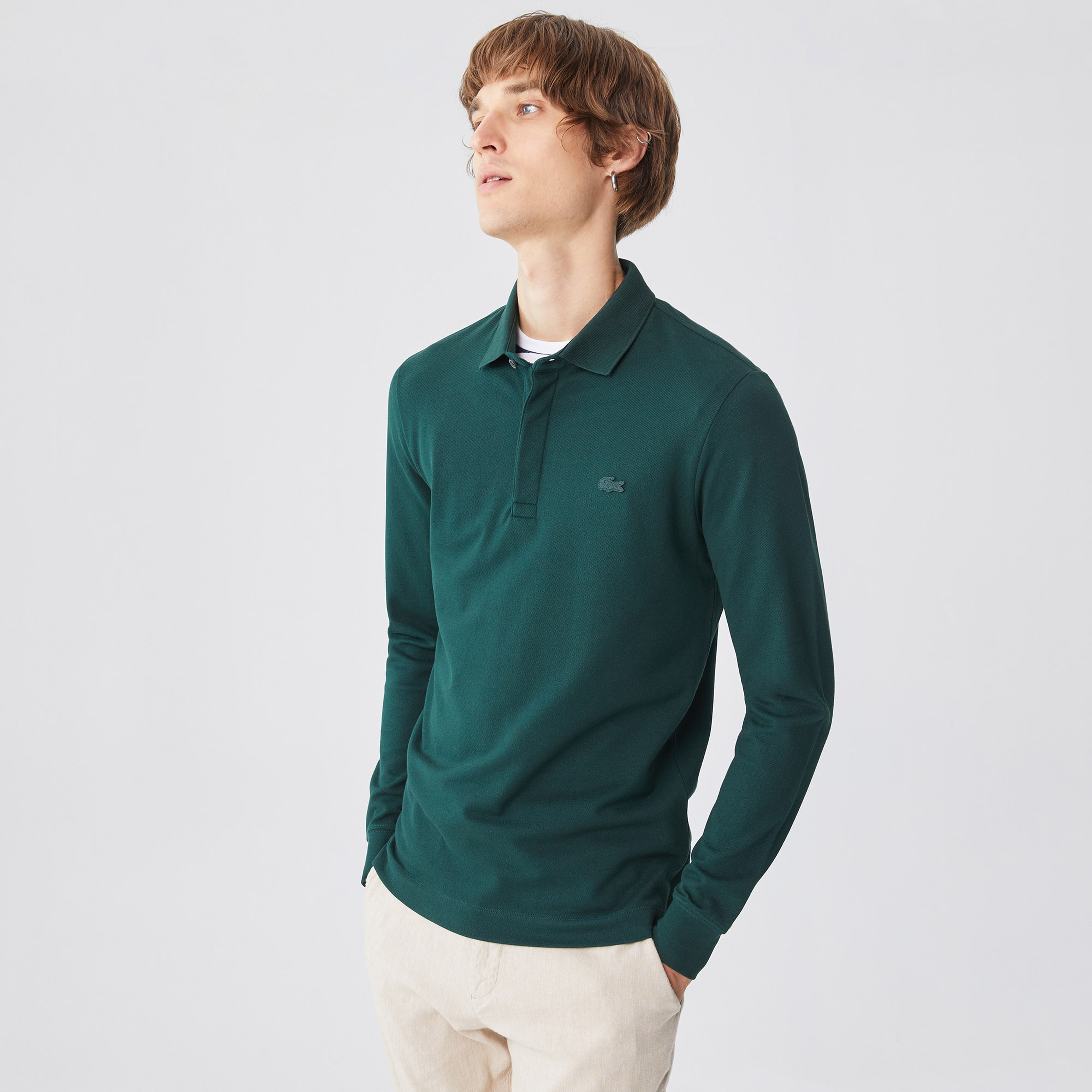 Erkek Regular Fit Uzun Kollu Yeşil Paris Polo Erkek Regular Fit Uzun Kollu Yeşil Paris Polo