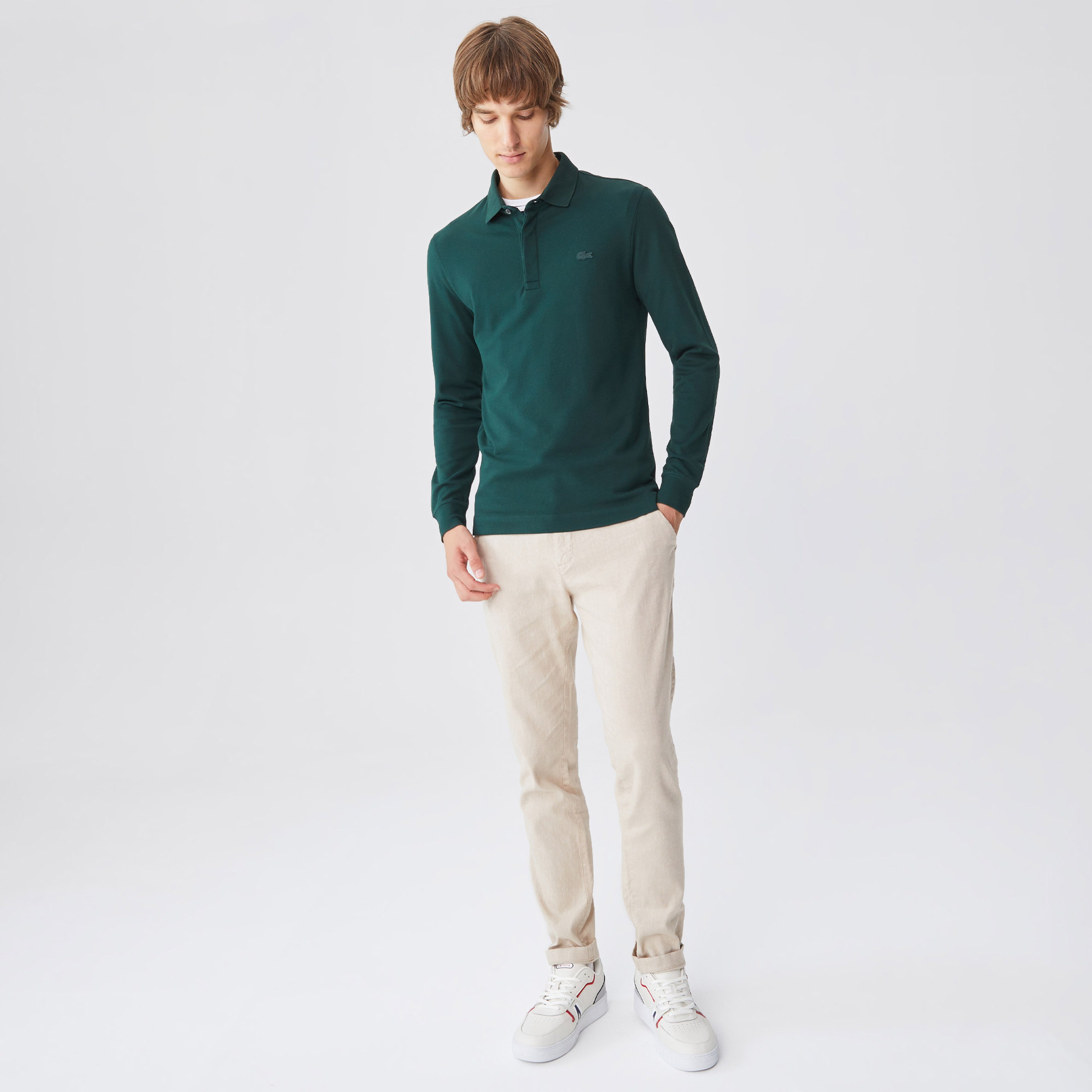 Erkek Regular Fit Uzun Kollu Yeşil Paris Polo Erkek Regular Fit Uzun Kollu Yeşil Paris Polo