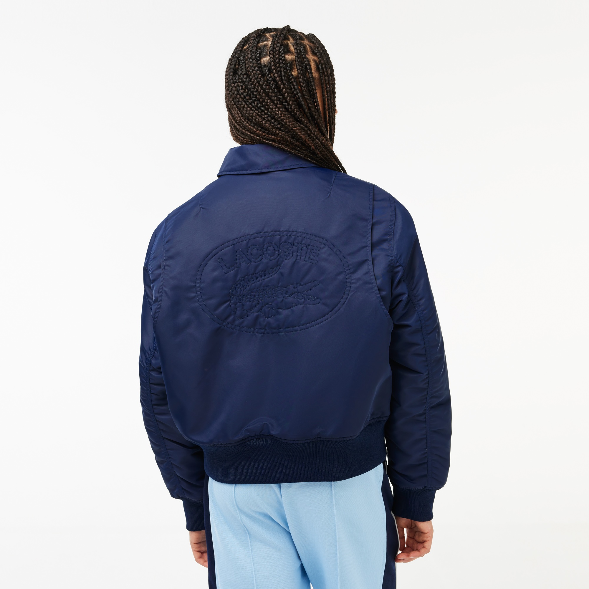 Lacoste Kadın Polo Yaka Lacivert Bomber Ceket