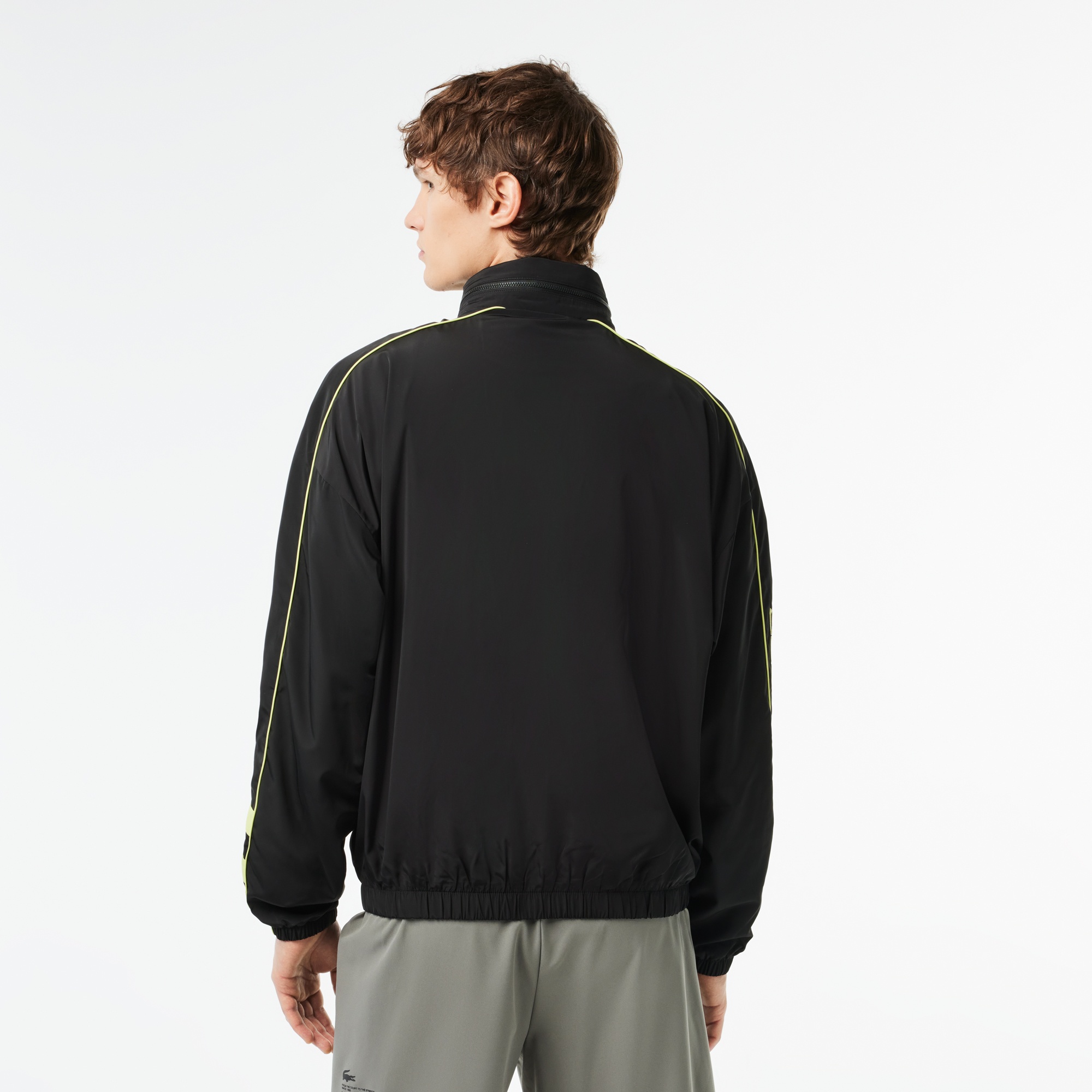 Lacoste Erkek Dik Yaka Baskılı Siyah Mont
