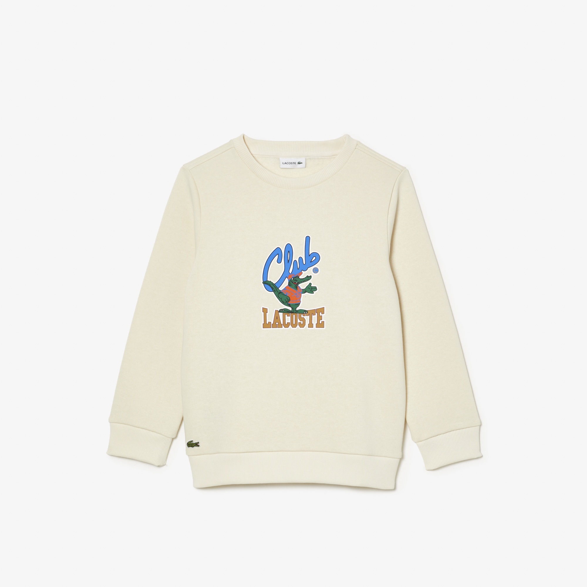 Lacoste Çocuk Bisiklet Yaka Desenli Beyaz Sweatshirt