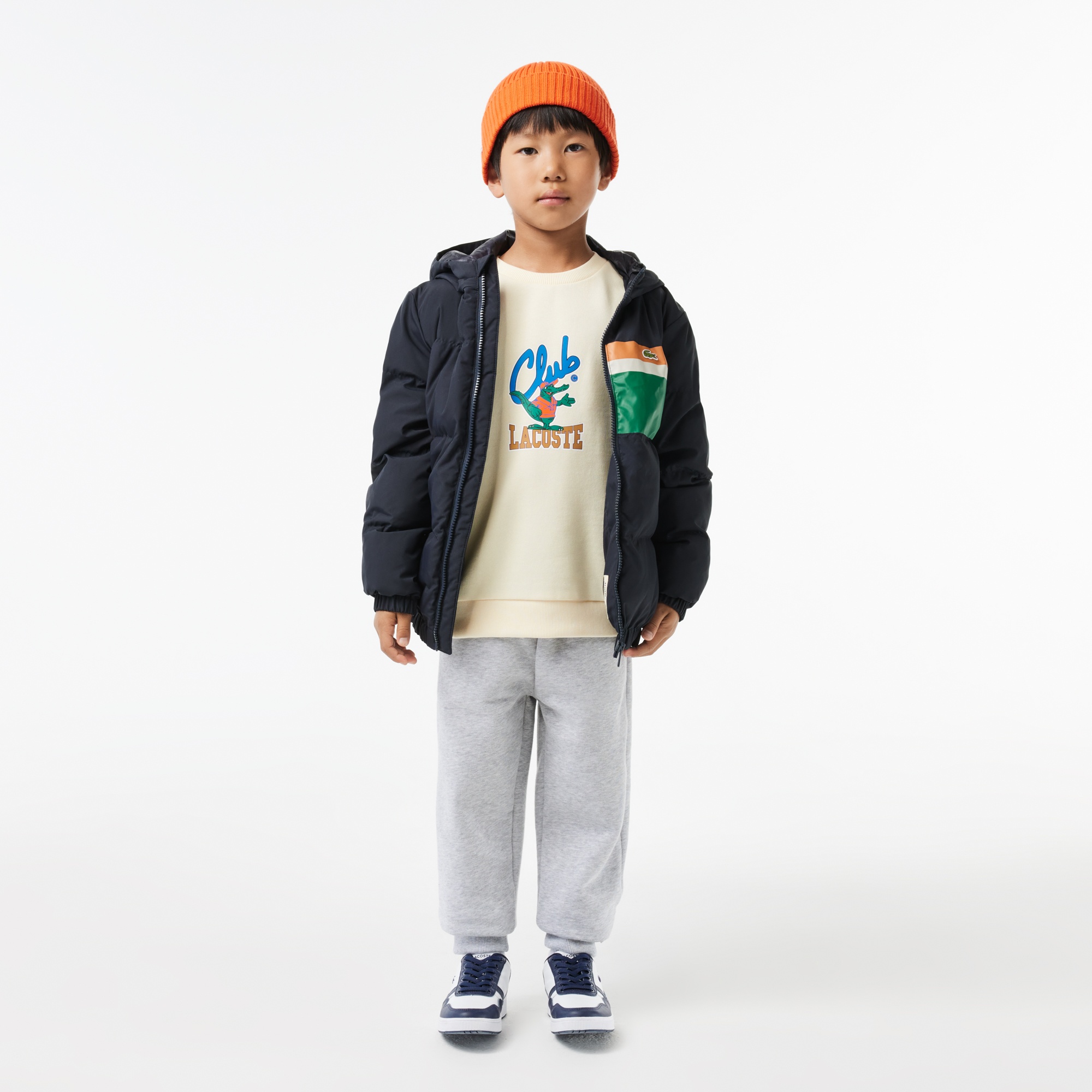 Lacoste Çocuk Bisiklet Yaka Desenli Beyaz Sweatshirt