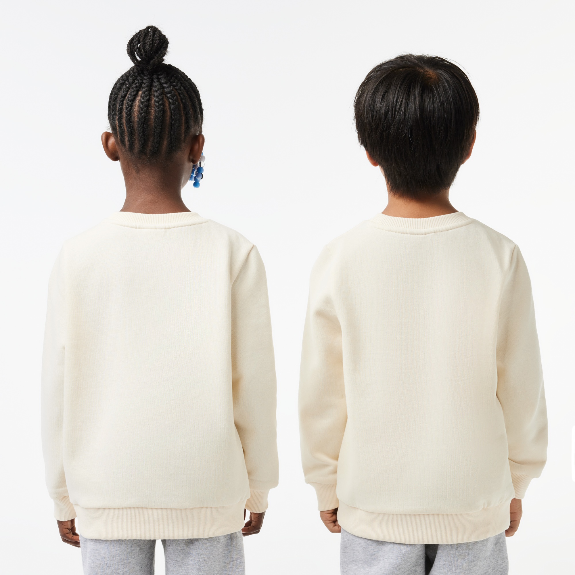 Lacoste Çocuk Bisiklet Yaka Desenli Beyaz Sweatshirt