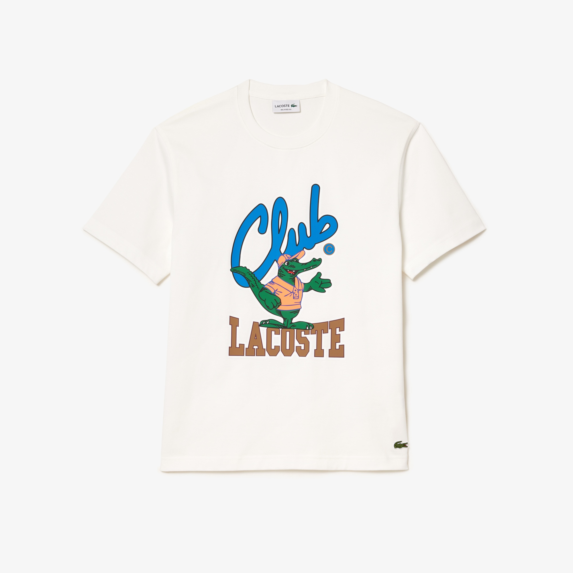 Lacoste Unisex Relaxed Fit Bisiklet Yaka Baskılı Beyaz T-Shirt
