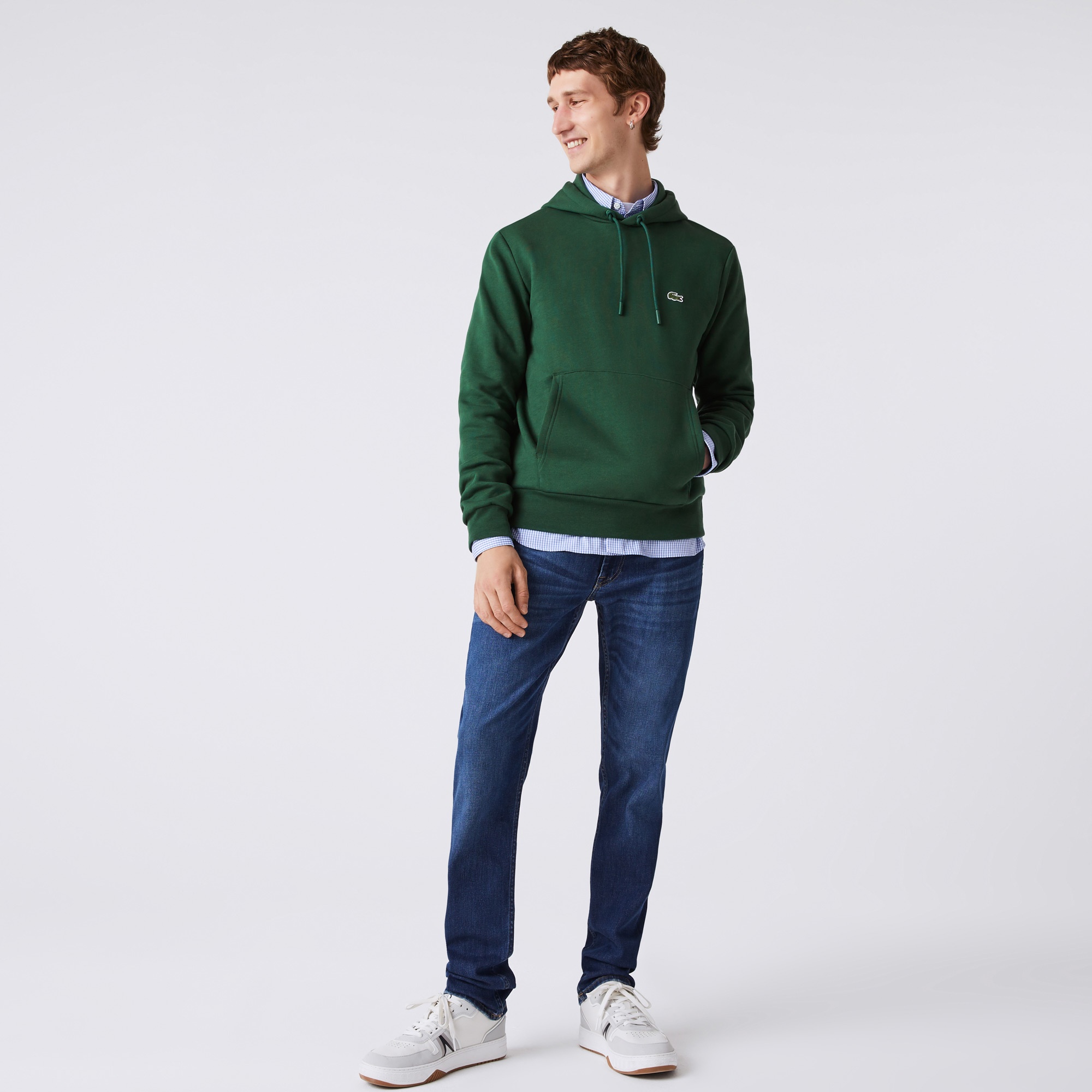 Lacoste Erkek Classic Fit Kapüşonlu Yeşil Sweatshirt