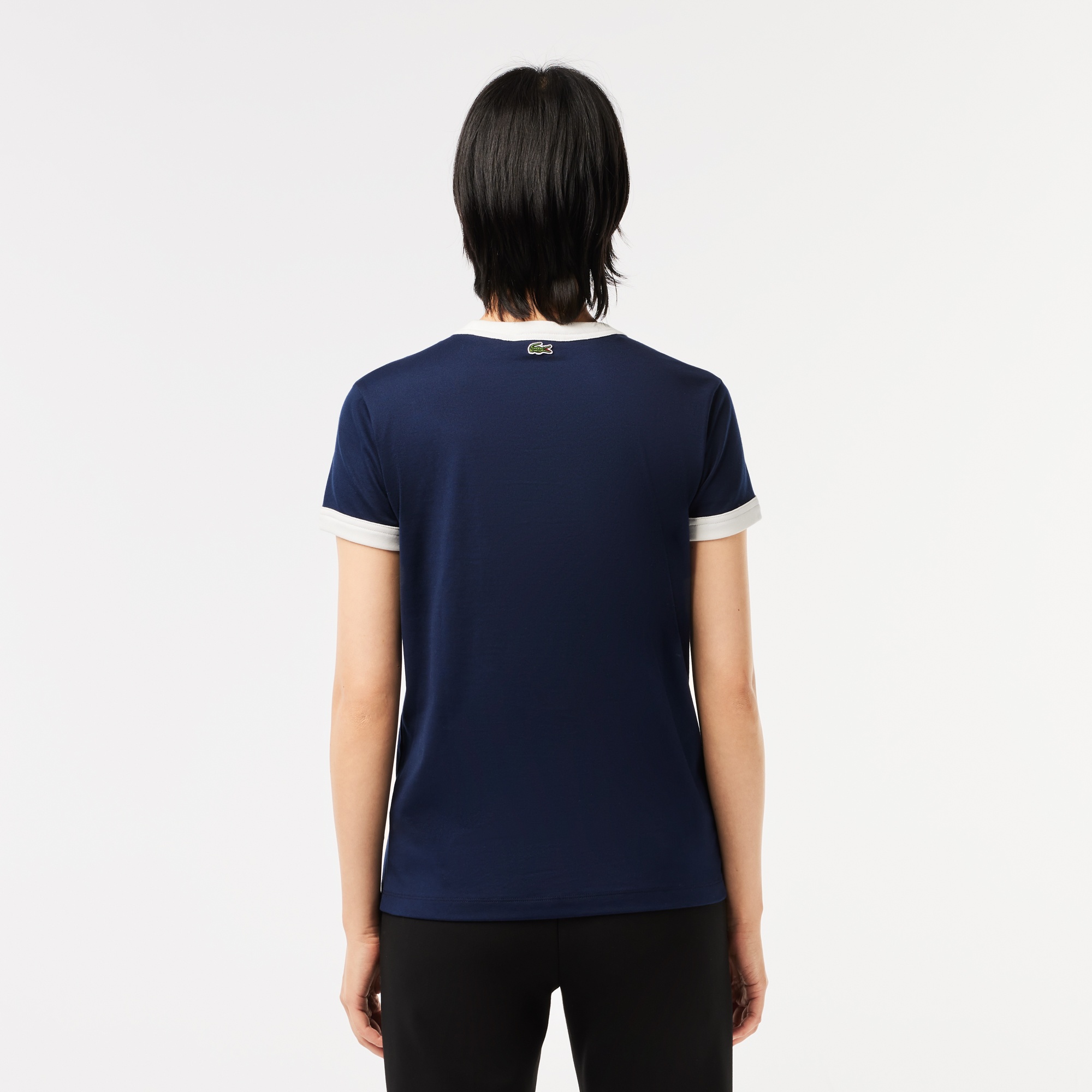 Lacoste Kadın Slim Fit Bisiklet Yaka Lacivert T-Shirt