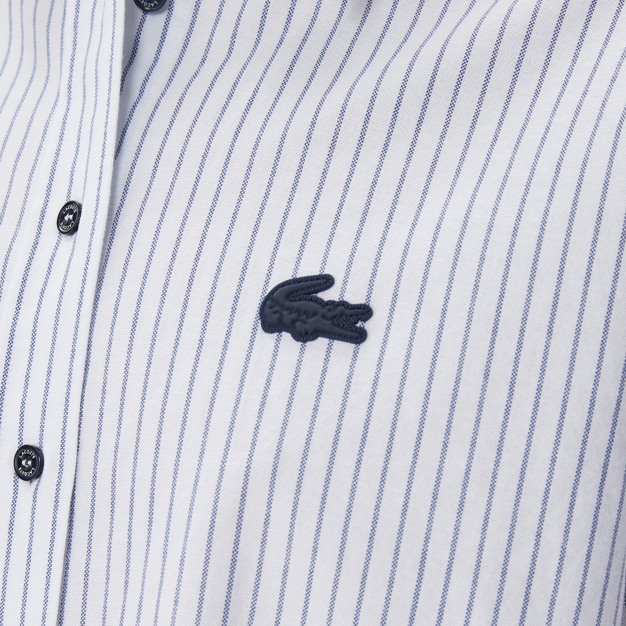 Lacoste Kadın Oversized Uzun Kollu Çizgili Beyaz Gömlek