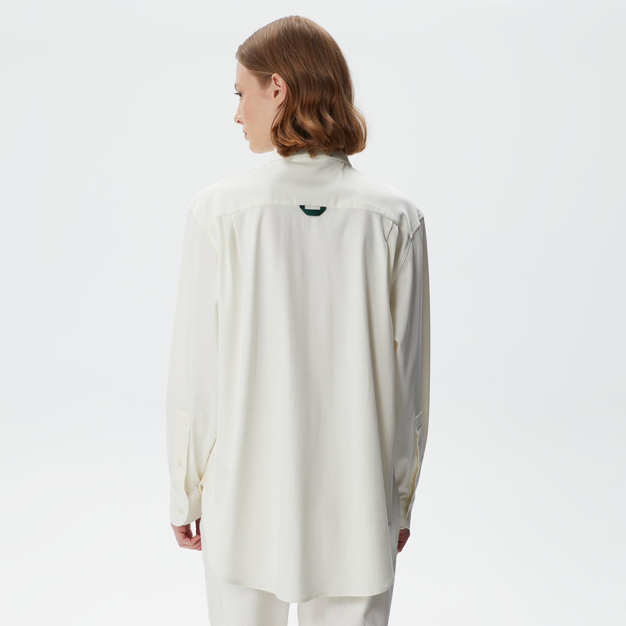 Lacoste Kadın Oversized Uzun Kollu Beyaz Gömlek