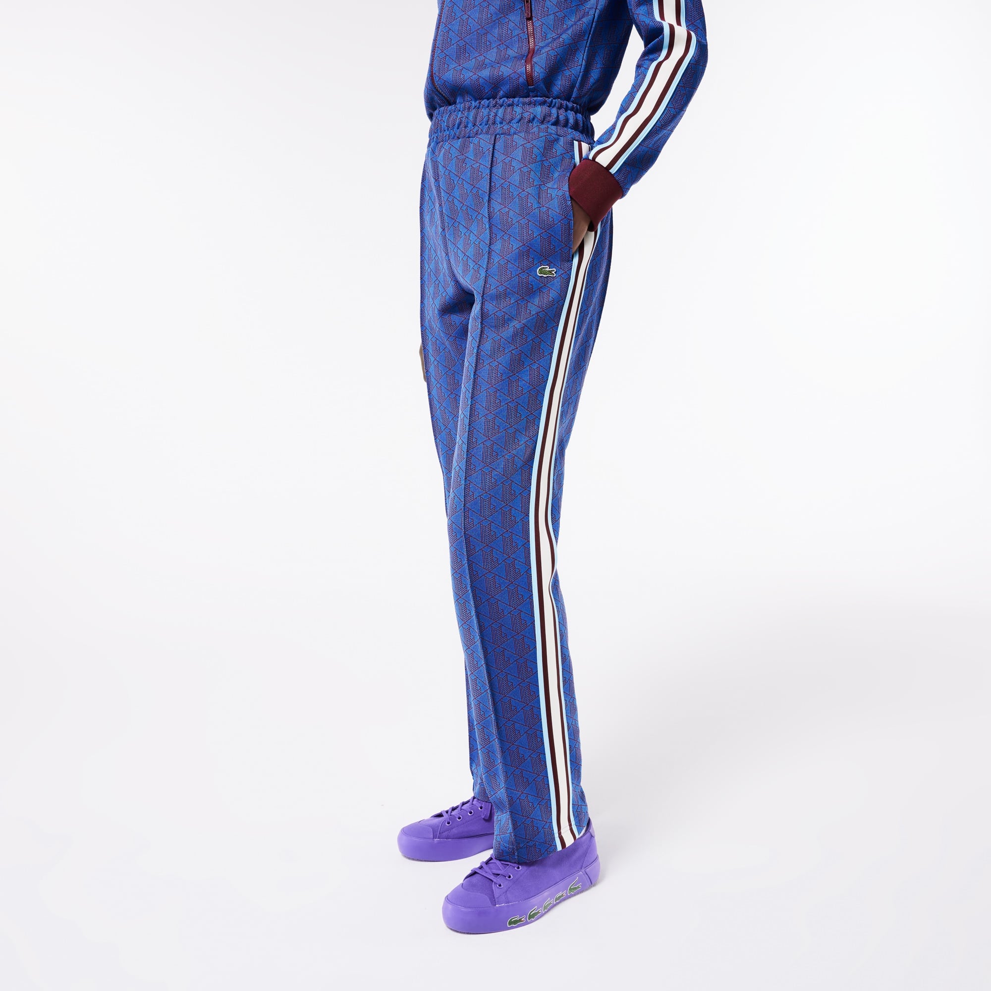 Lacoste Kadın Straight Fit Monogram Mavi Eşofman Altı