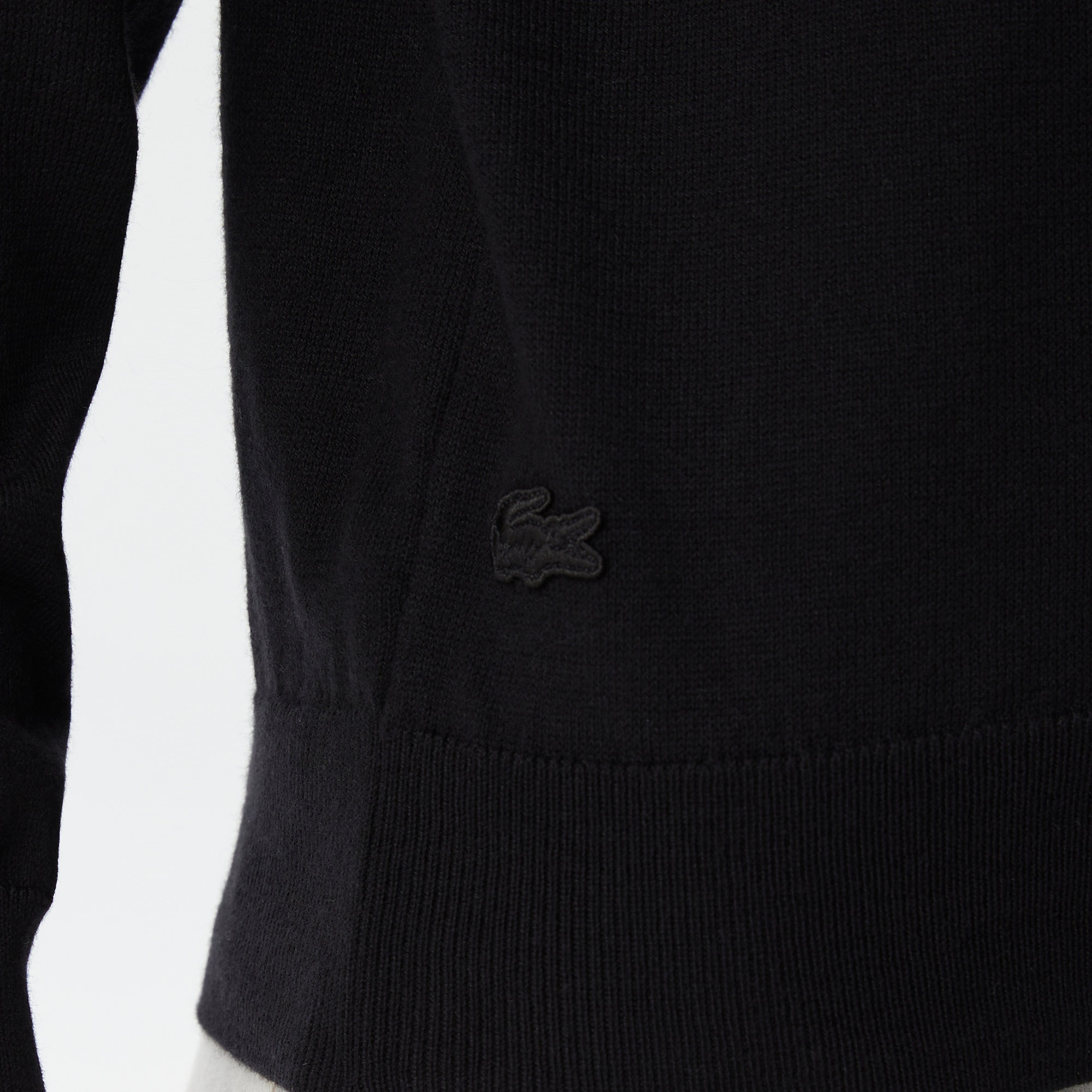 Lacoste Kadın Regular Fit Dik Yaka Baskılı Siyah Kazak