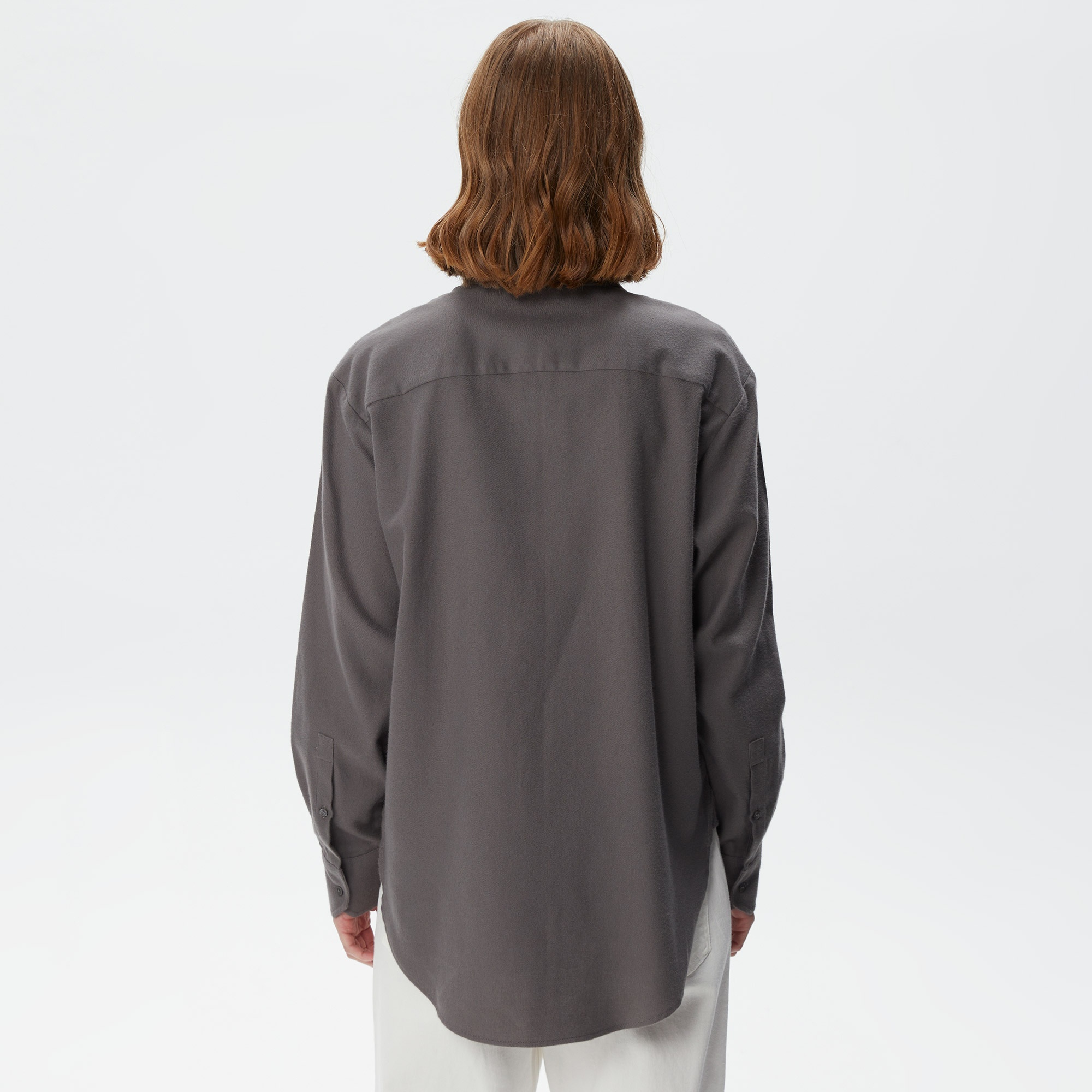 Lacoste Kadın Relaxed Fit Uzun Kollu Gri Gömlek