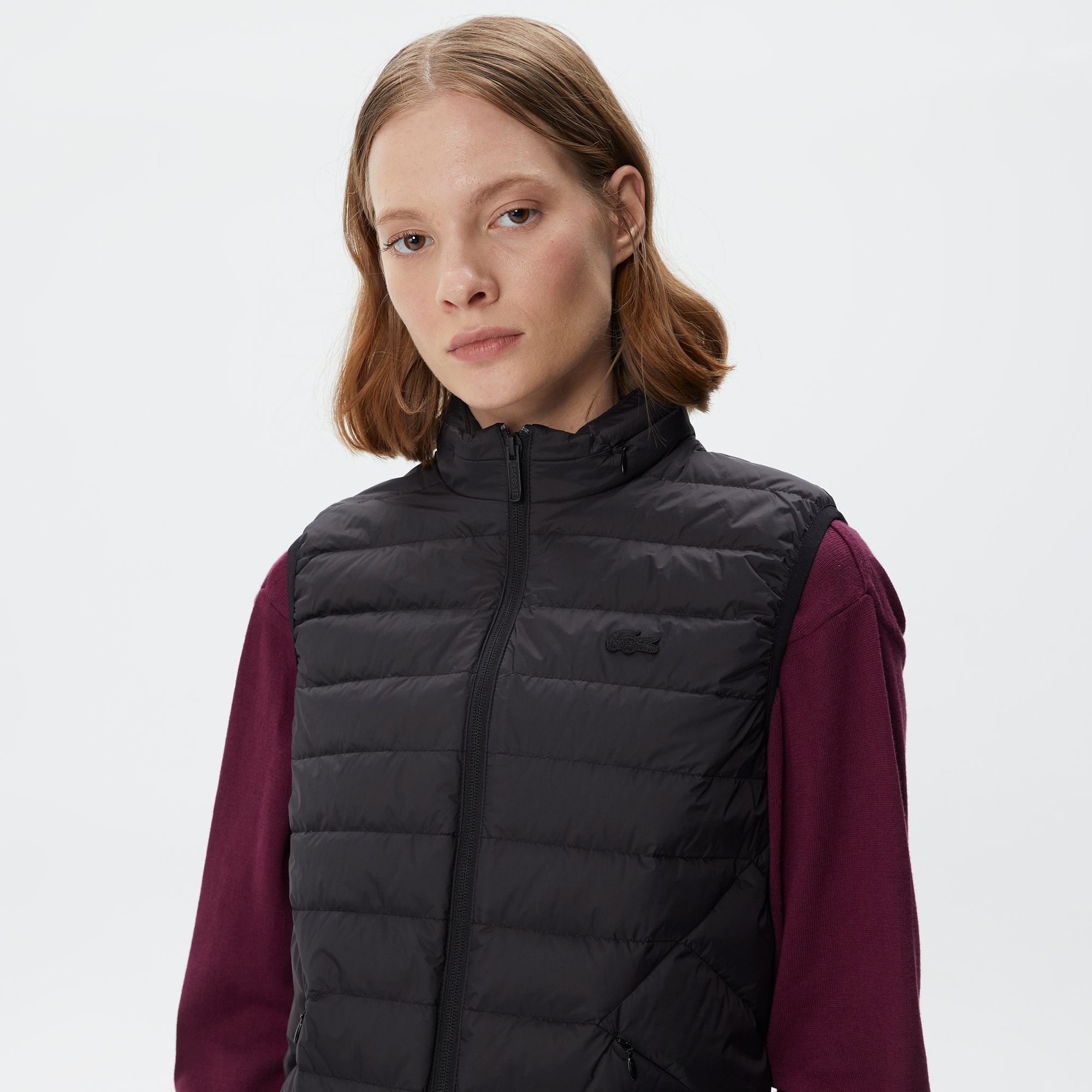 Lacoste Kadın Dik Yaka Kapitone Siyah Yelek