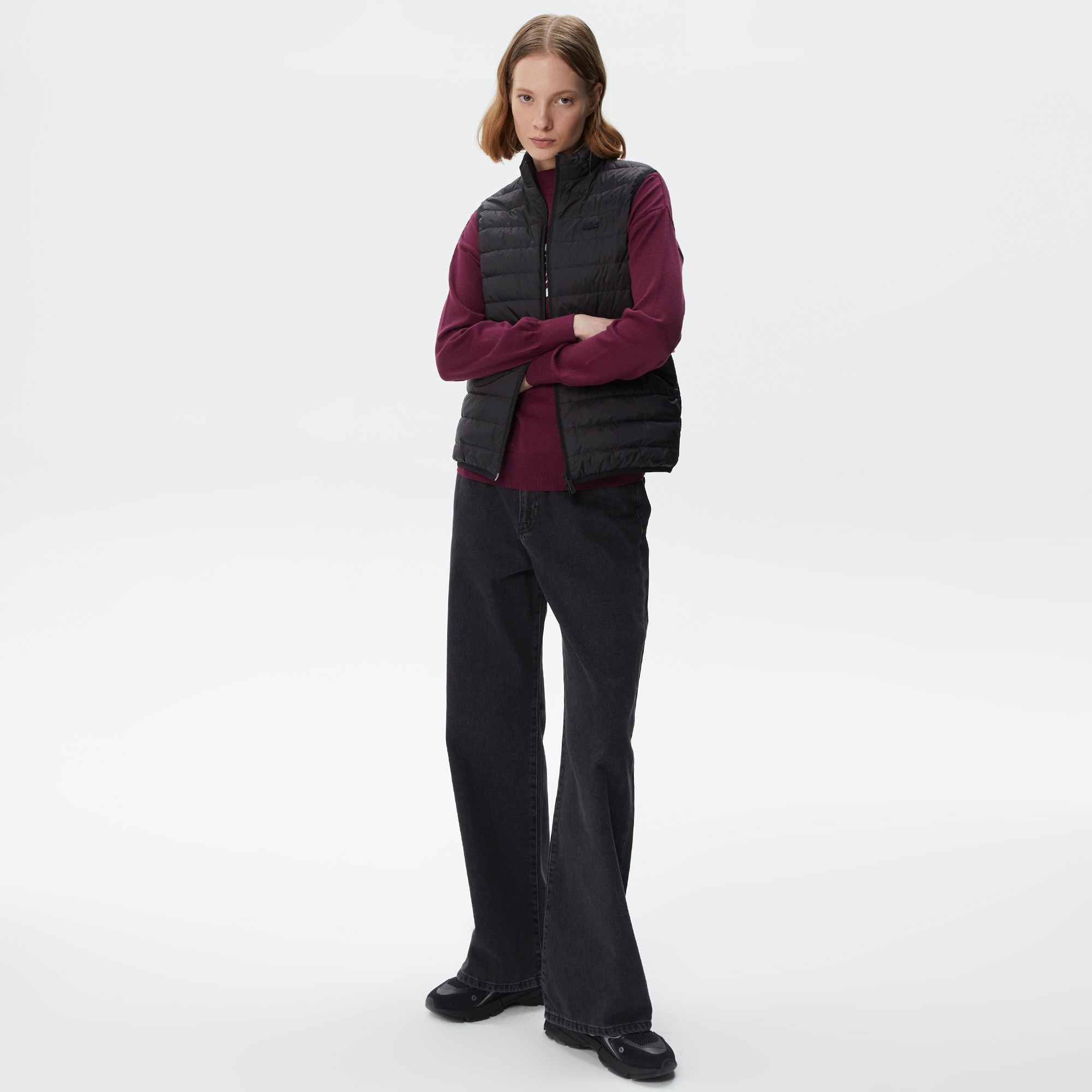 Lacoste Kadın Dik Yaka Kapitone Siyah Yelek