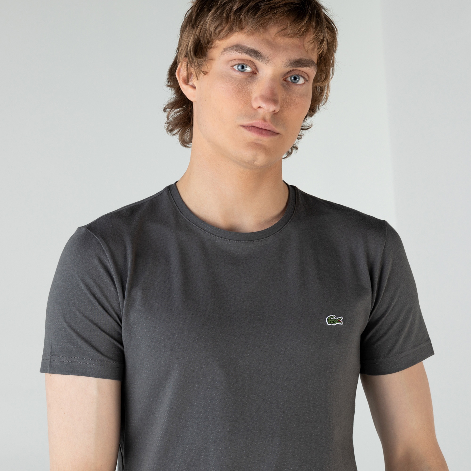 Lacoste Erkek Slim Fit Bisiklet Yaka Gri T-Shirt