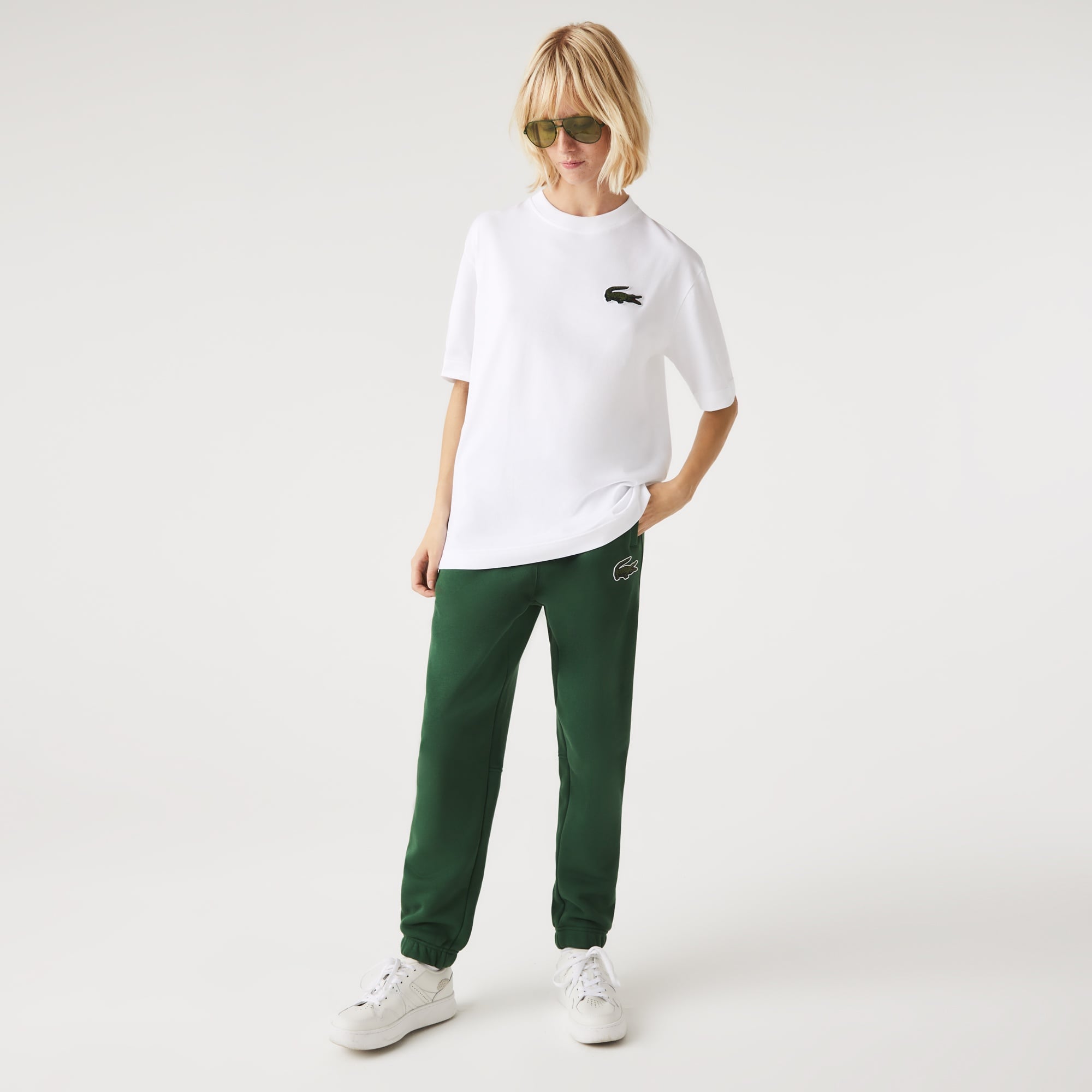 Lacoste Unisex Loose Fit Bisiklet Yaka Beyaz T-Shirt