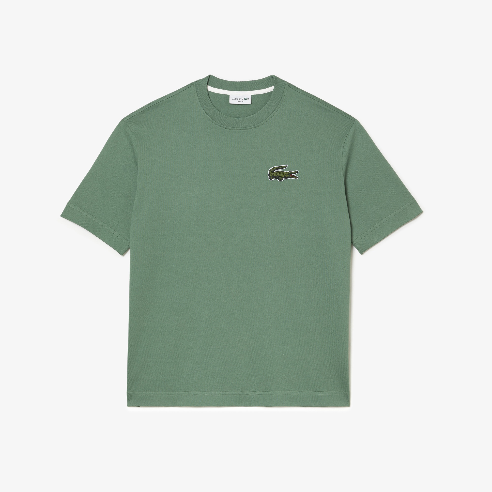 Lacoste Unisex Loose Fit Bisiklet Yaka Organik Pamuk Yeşil T-Shirt